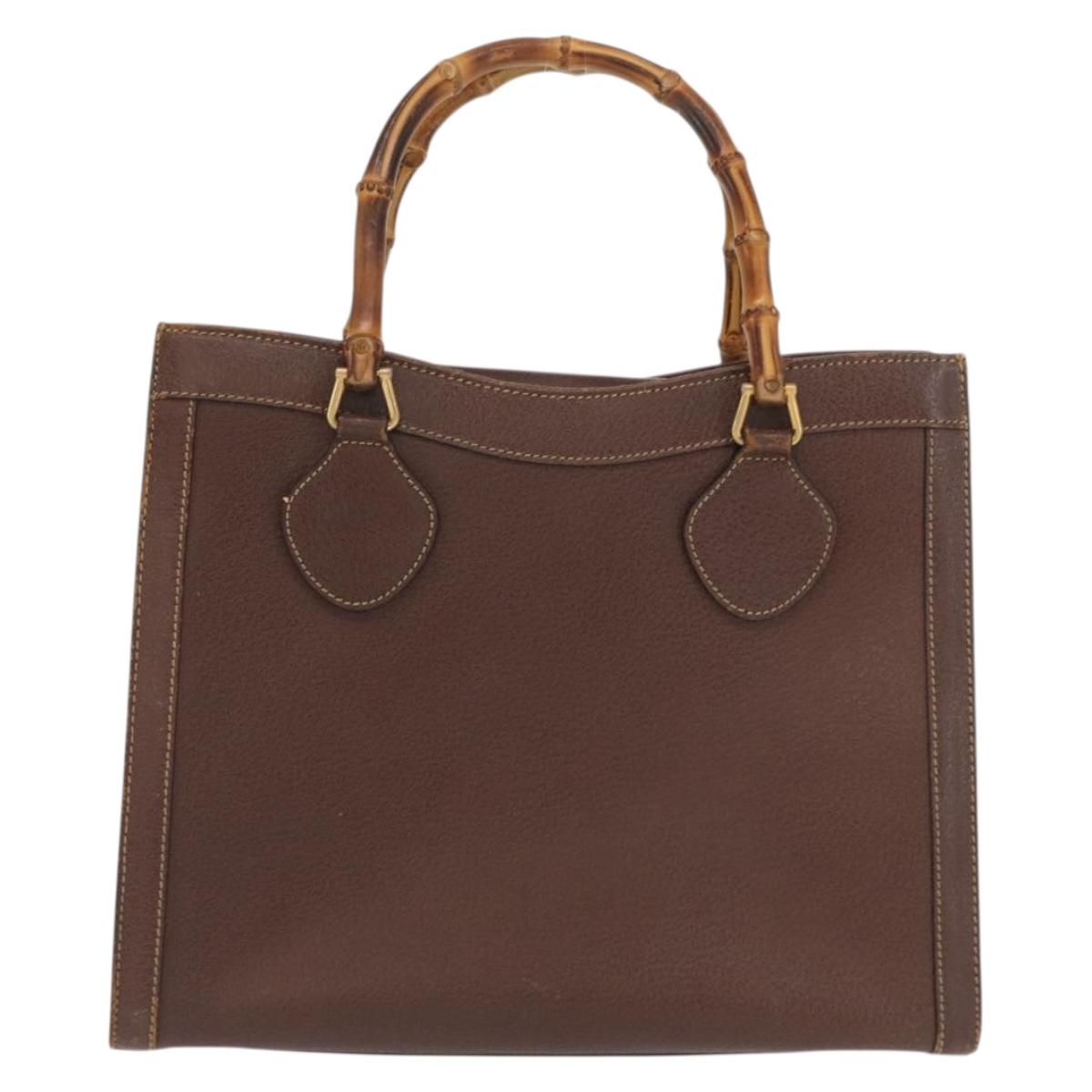 GUCCI Bamboo Tote Bag Leather Brown Gold 002 2865 0260 Auth 170330