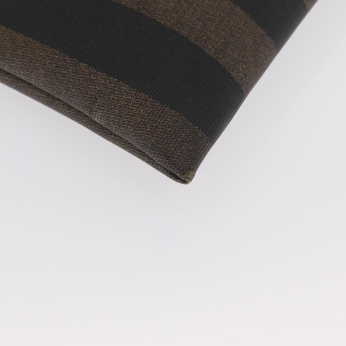 FENDI Pecan Canvas Hand Bag PVC Black Brown Auth 170331