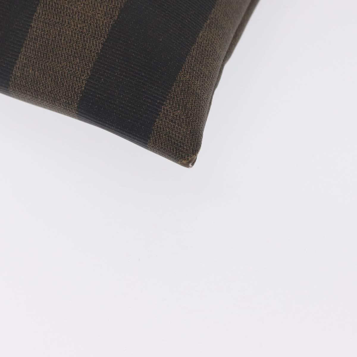 FENDI Pecan Canvas Hand Bag PVC Black Brown Auth 170331