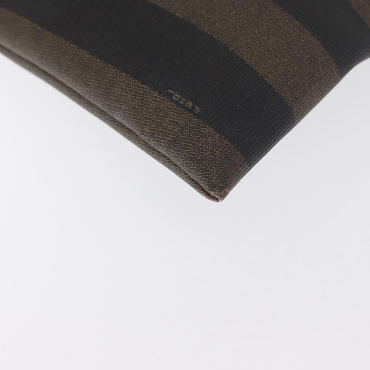 FENDI Pecan Canvas Hand Bag PVC Black Brown Auth 170331