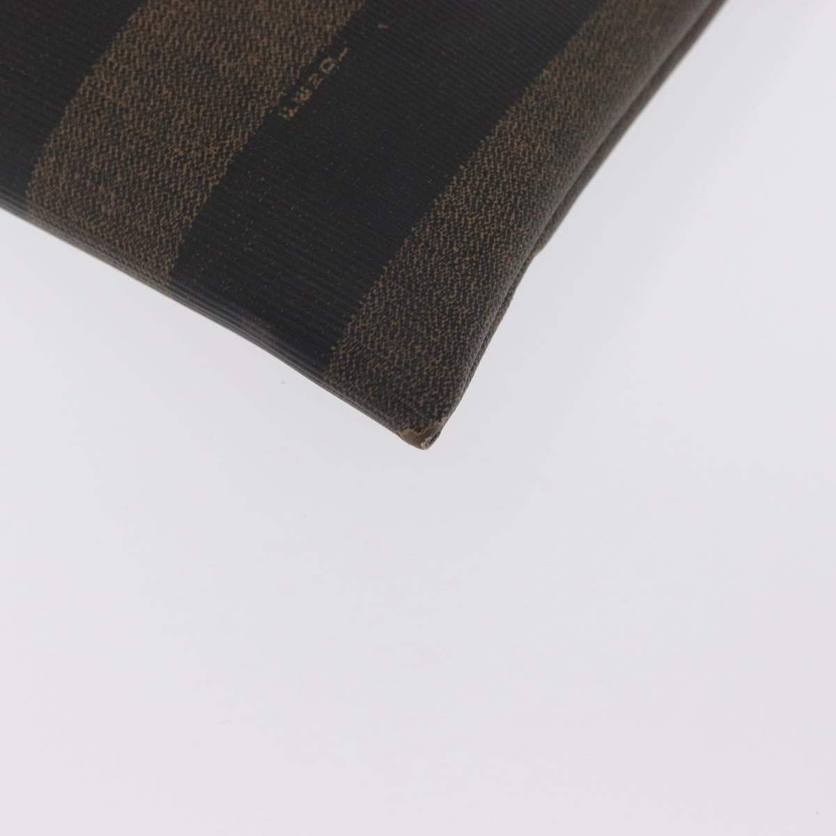 FENDI Pecan Canvas Hand Bag PVC Black Brown Auth 170331