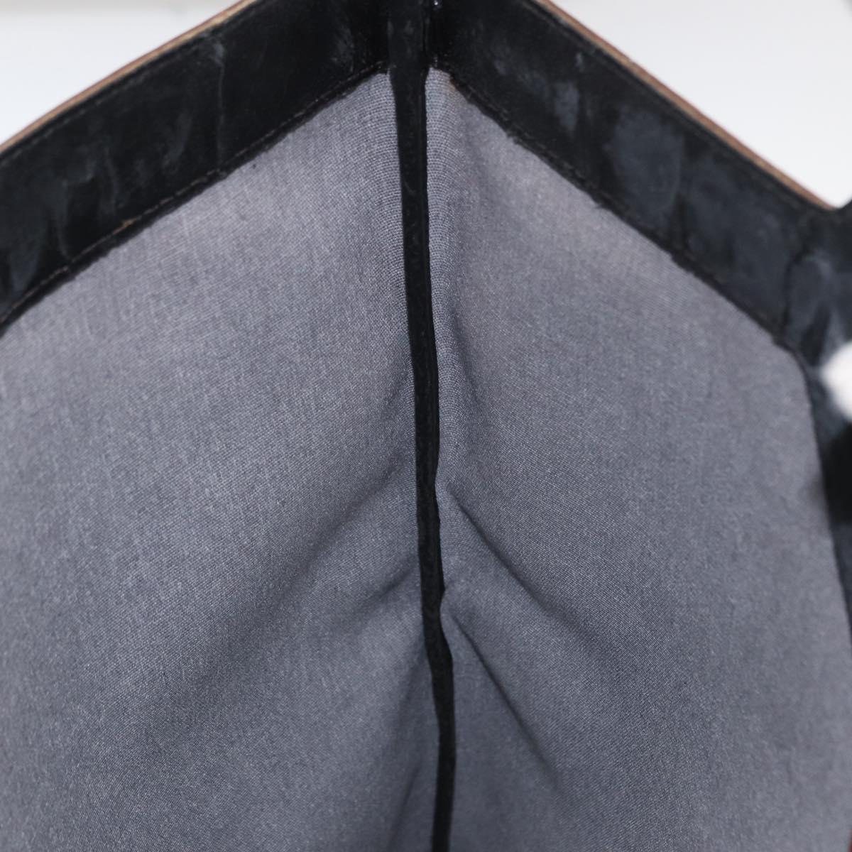 FENDI Pecan Canvas Hand Bag PVC Black Brown Auth 170331