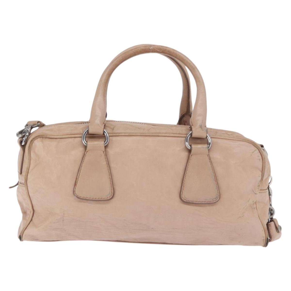PRADA Hand Bag Leather 2way Pink Silver Auth 170334