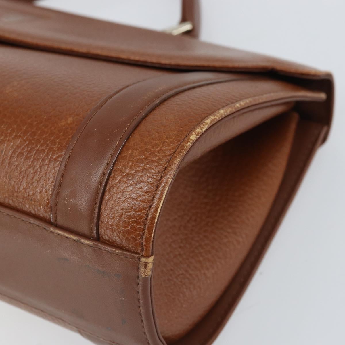 Burberrys Hand Bag Leather Brown Silver Auth 170335