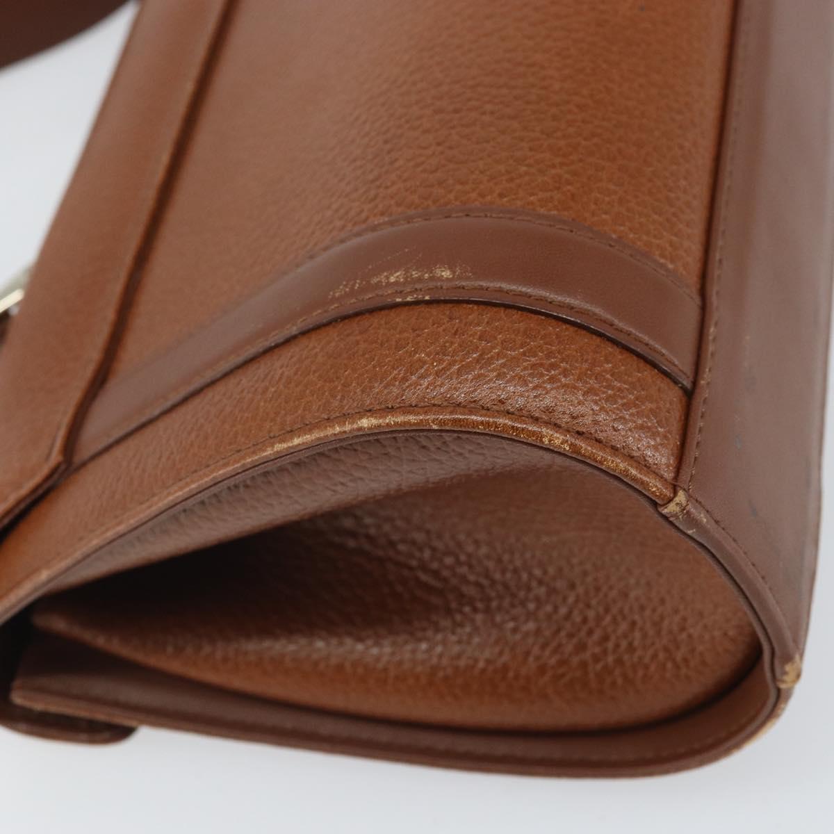 Burberrys Hand Bag Leather Brown Silver Auth 170335