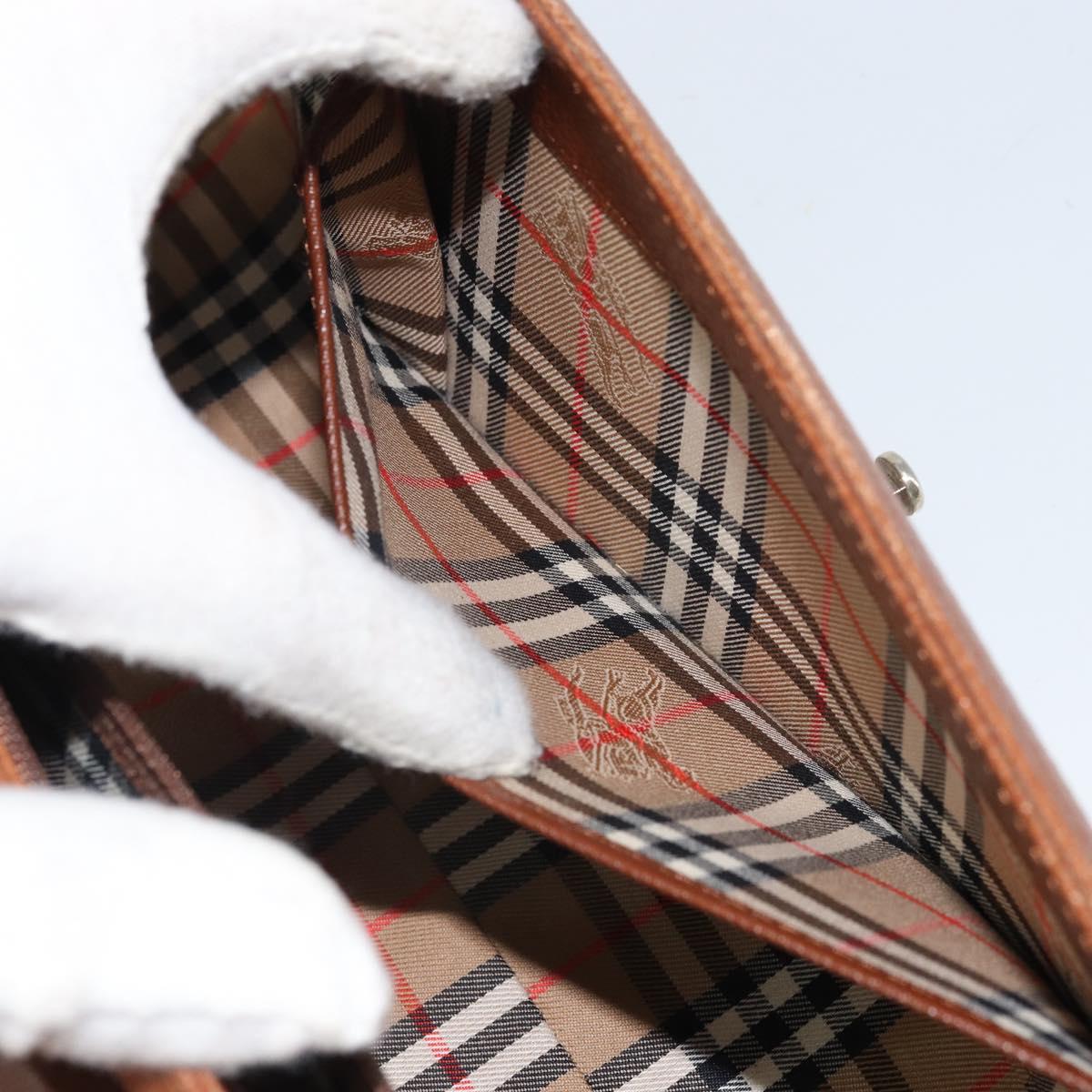 Burberrys Hand Bag Leather Brown Silver Auth 170335