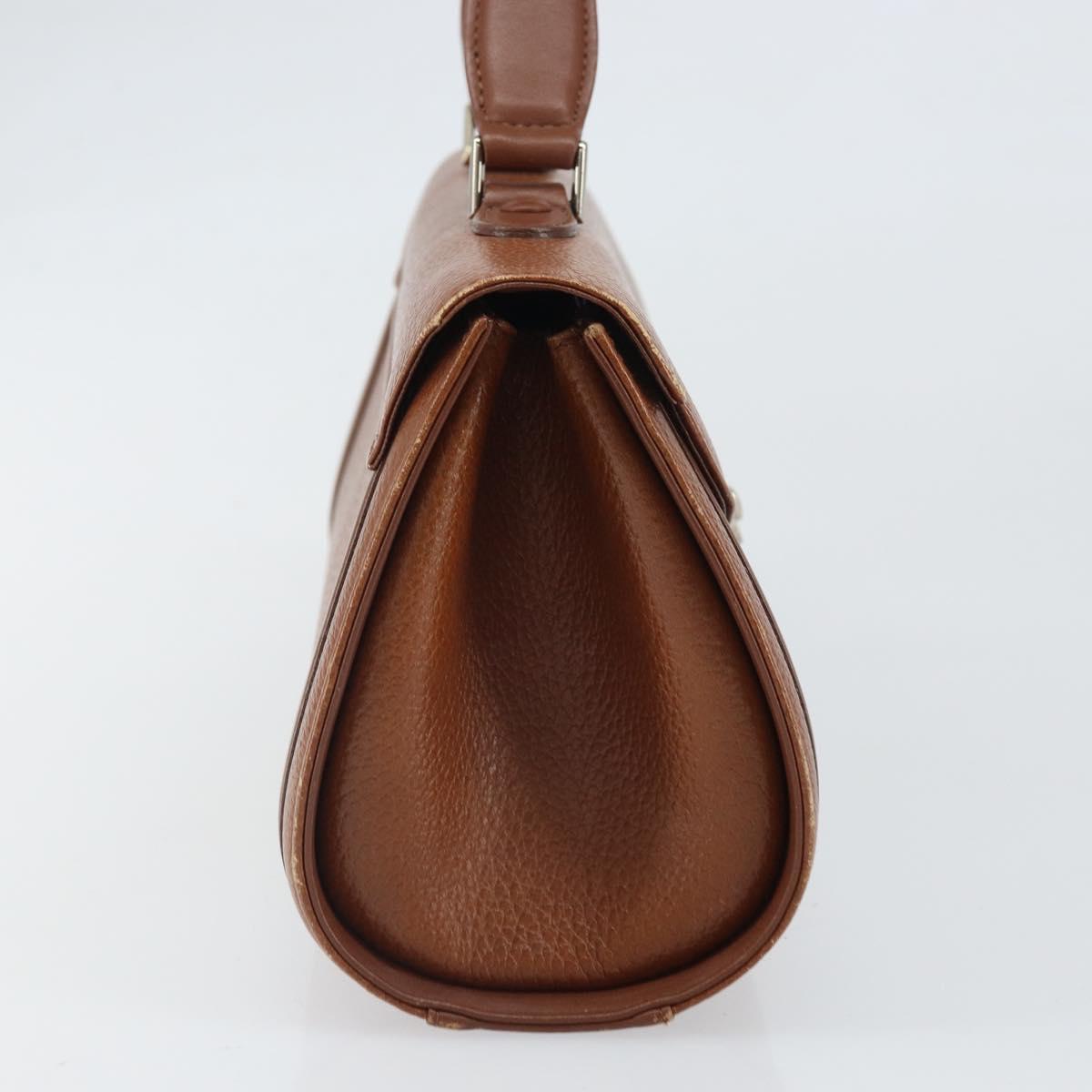 Burberrys Hand Bag Leather Brown Silver Auth 170335