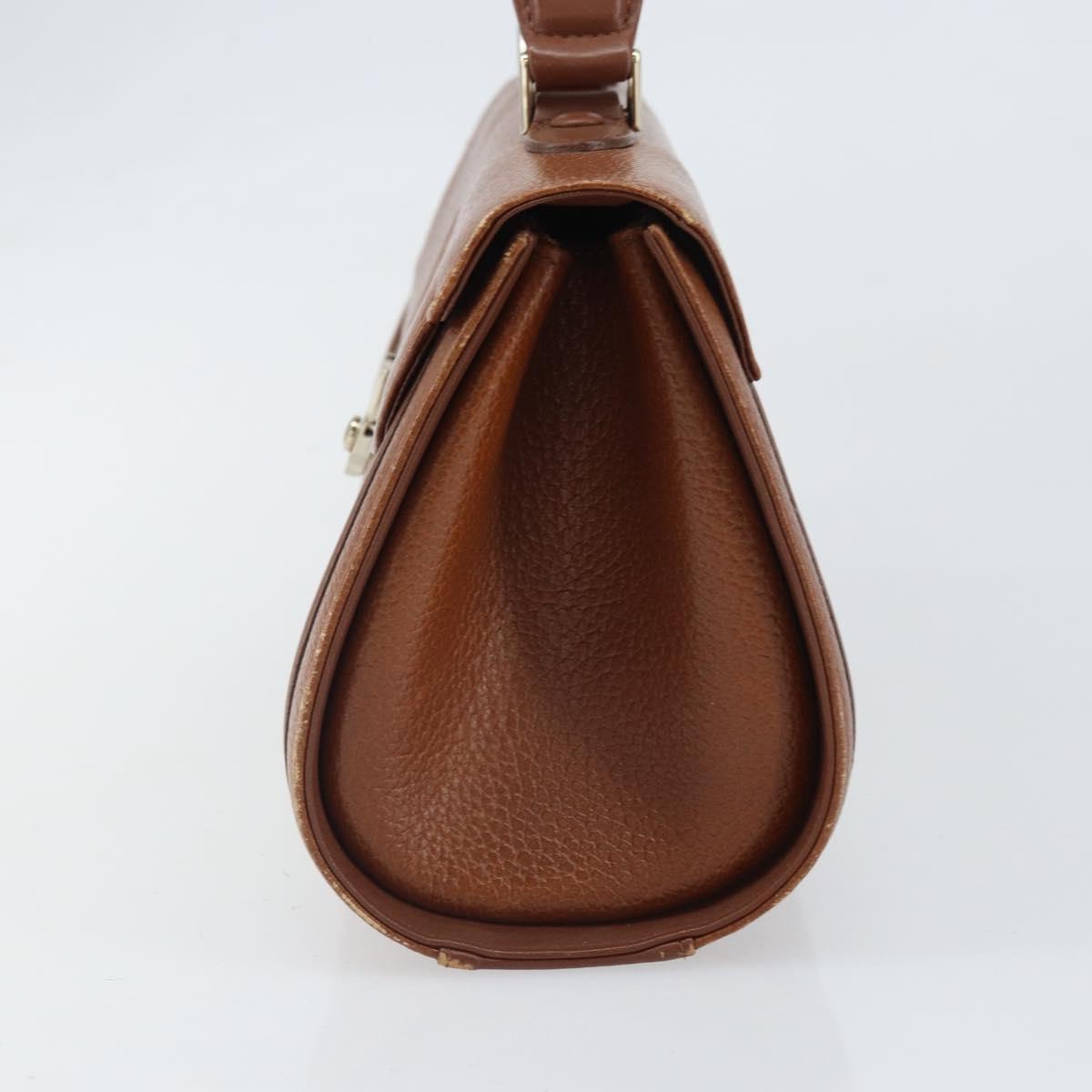 Burberrys Hand Bag Leather Brown Silver Auth 170335