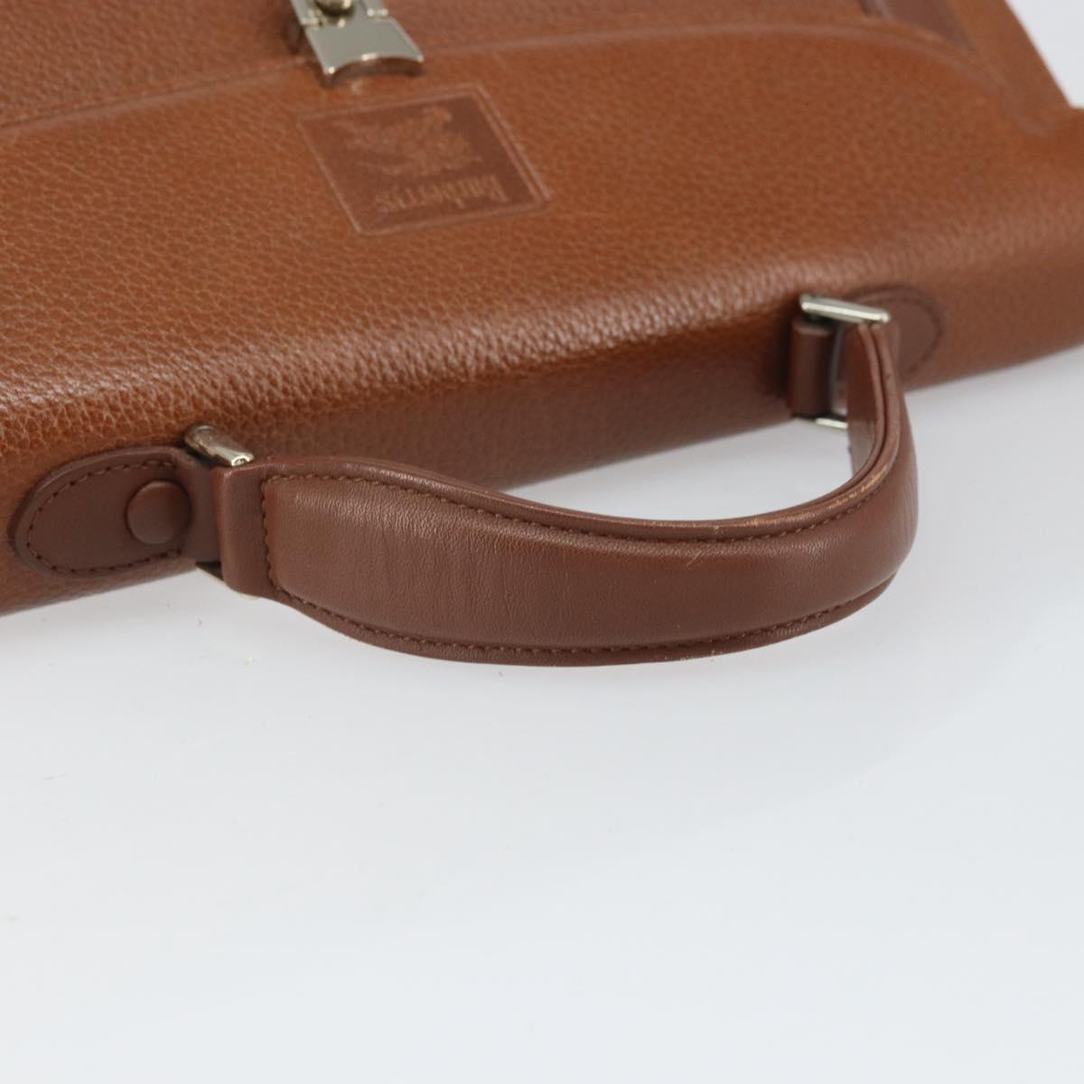 Burberrys Hand Bag Leather Brown Silver Auth 170335