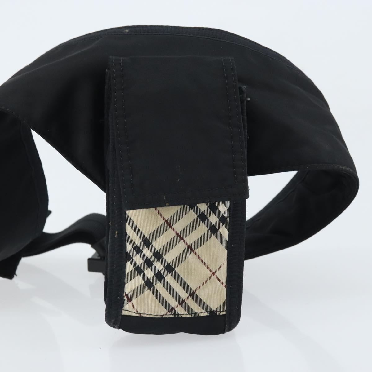 BURBERRY Nova Check Black label Waist bag Nylon Beige Silver Auth 170337