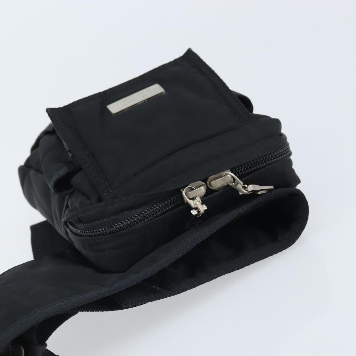 BURBERRY Nova Check Black label Waist bag Nylon Beige Silver Auth 170337