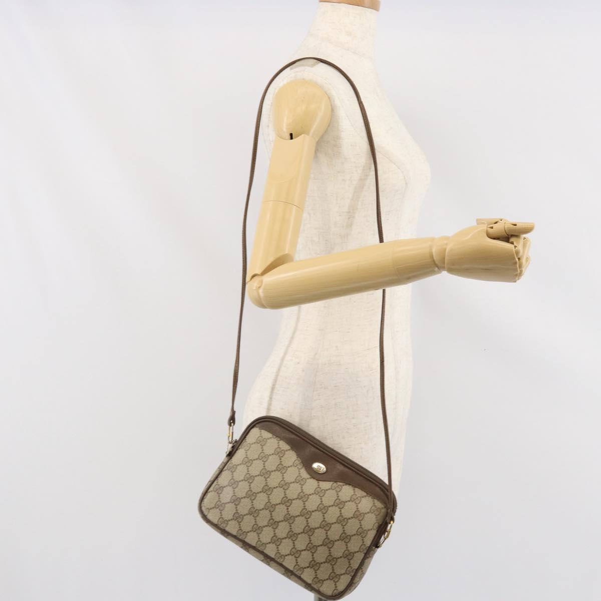 GUCCI GG Supreme Shoulder Bag PVC Beige Gold 97 02 068 Auth 170339