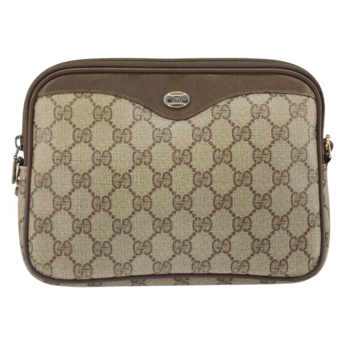 GUCCI GG Supreme Shoulder Bag PVC Beige Gold 97 02 068 Auth 170339