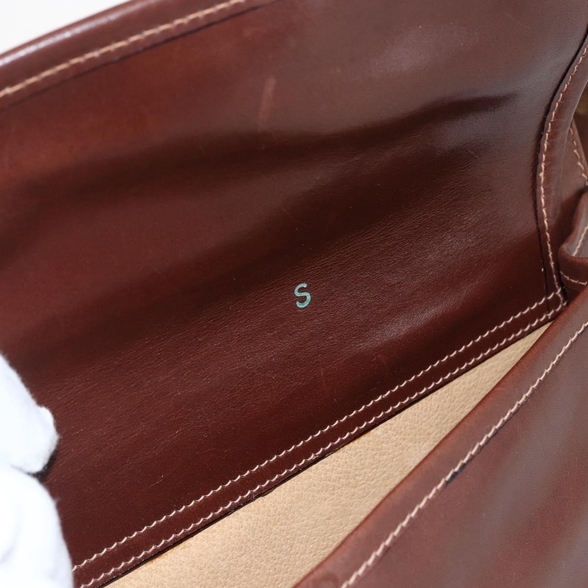 GUCCI Shoulder Bag Leather Suede Brown Gold Auth 170340