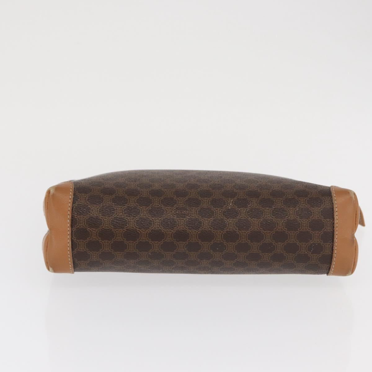 CELINE Macadam Canvas Clutch Bag PVC Leather Brown Gold Auth 170341