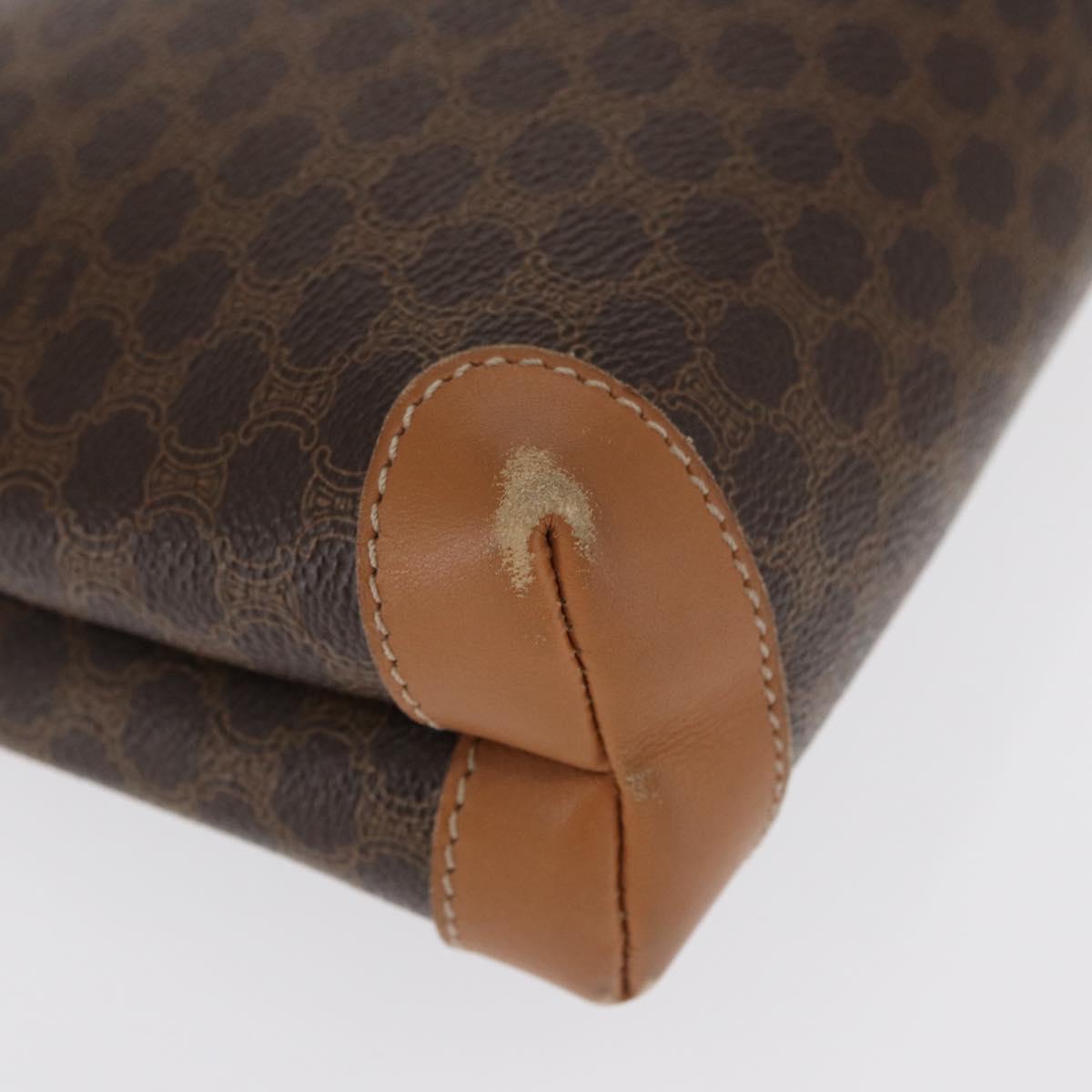 CELINE Macadam Canvas Clutch Bag PVC Leather Brown Gold Auth 170341