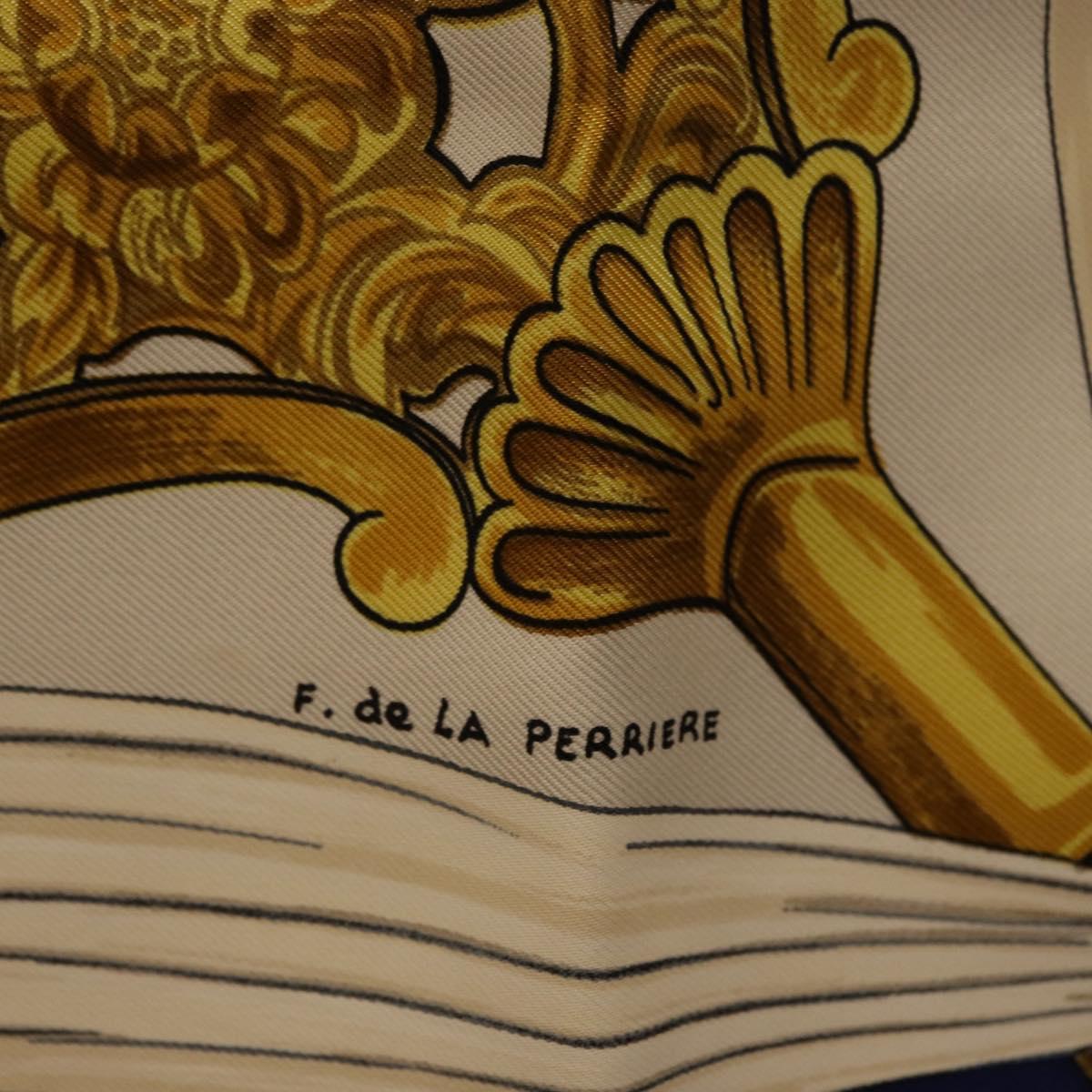 HERMES Carre 90 Scarf ""ETRIERS"" Silk Blue Auth 170351V