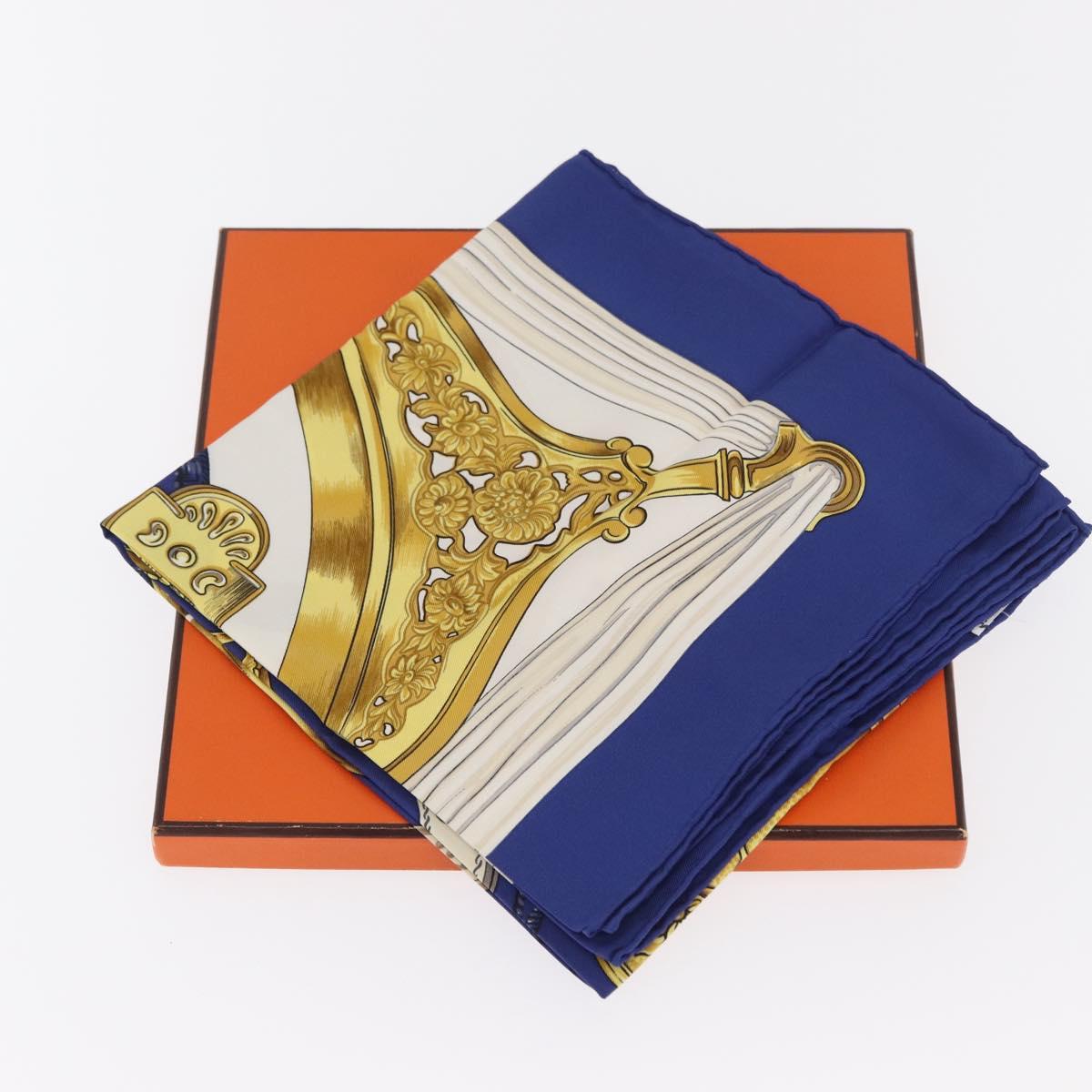 HERMES Carre 90 Scarf ""ETRIERS"" Silk Blue Auth 170351V