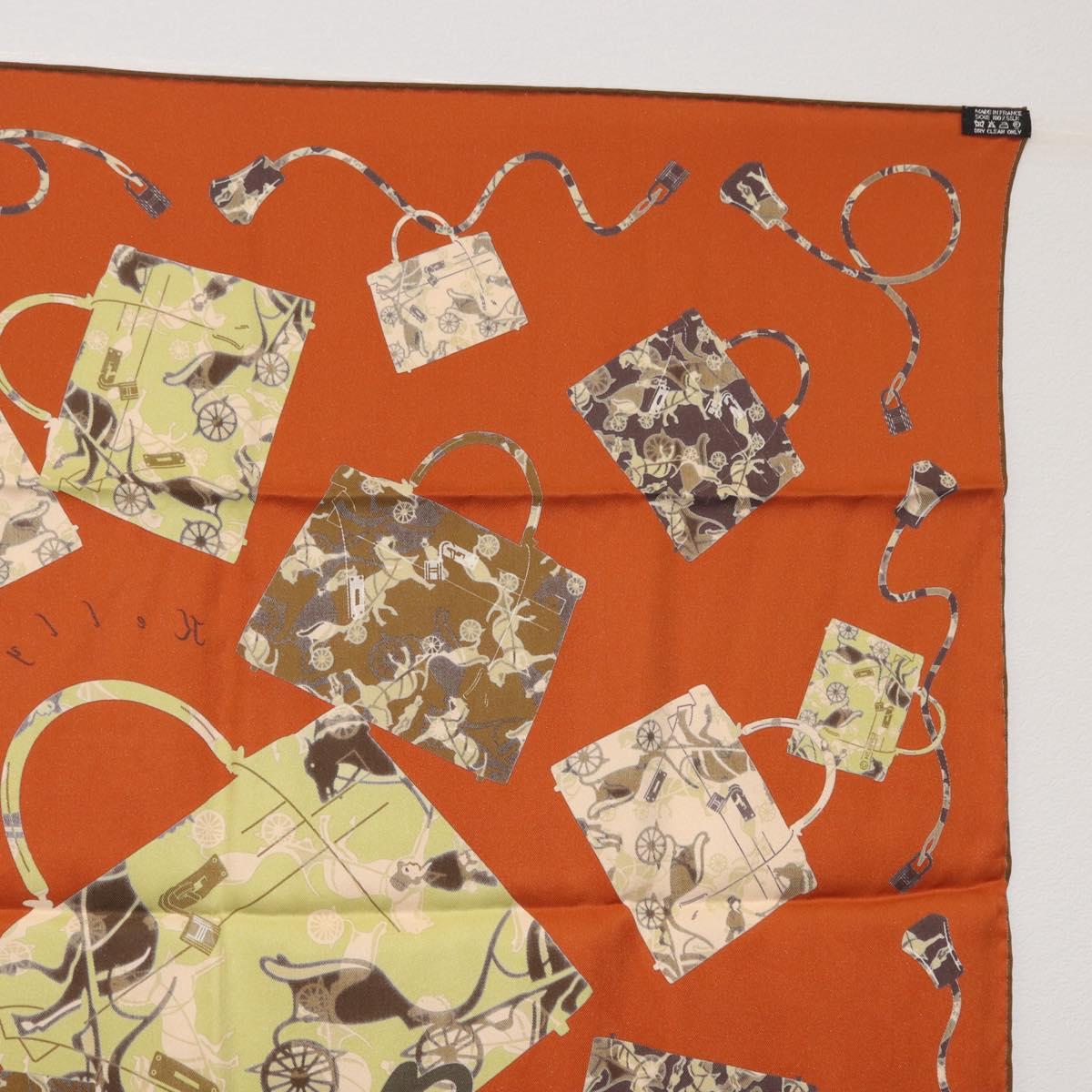 HERMES Carre 70 Scarf ""Kelly en Caleche"" Silk Brown Auth 170362V