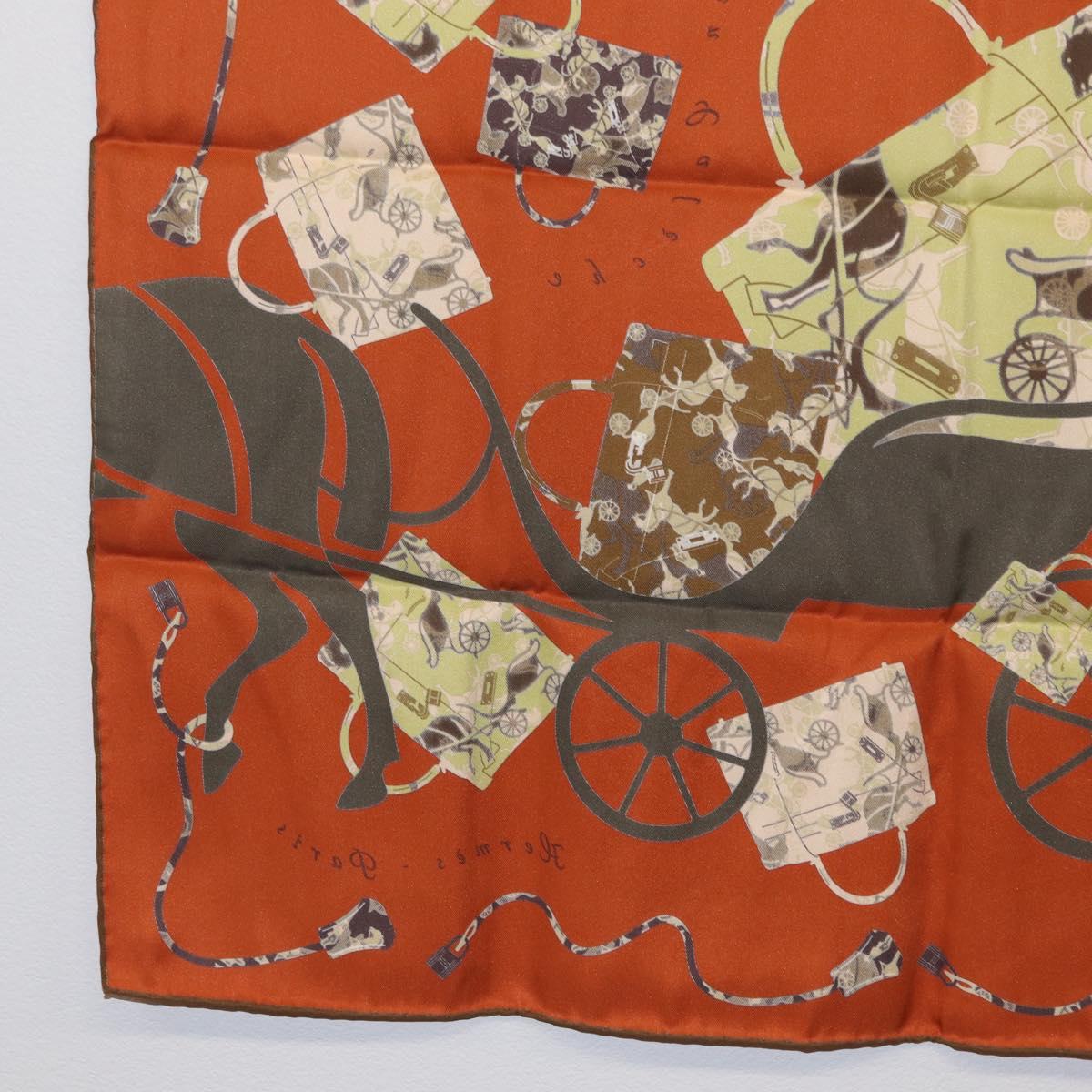HERMES Carre 70 Scarf ""Kelly en Caleche"" Silk Brown Auth 170362V