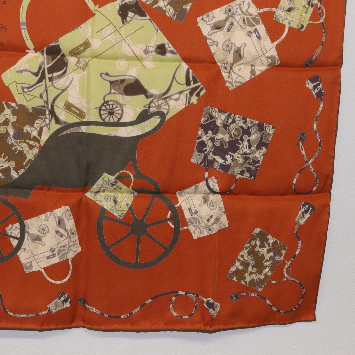 HERMES Carre 70 Scarf ""Kelly en Caleche"" Silk Brown Auth 170362V