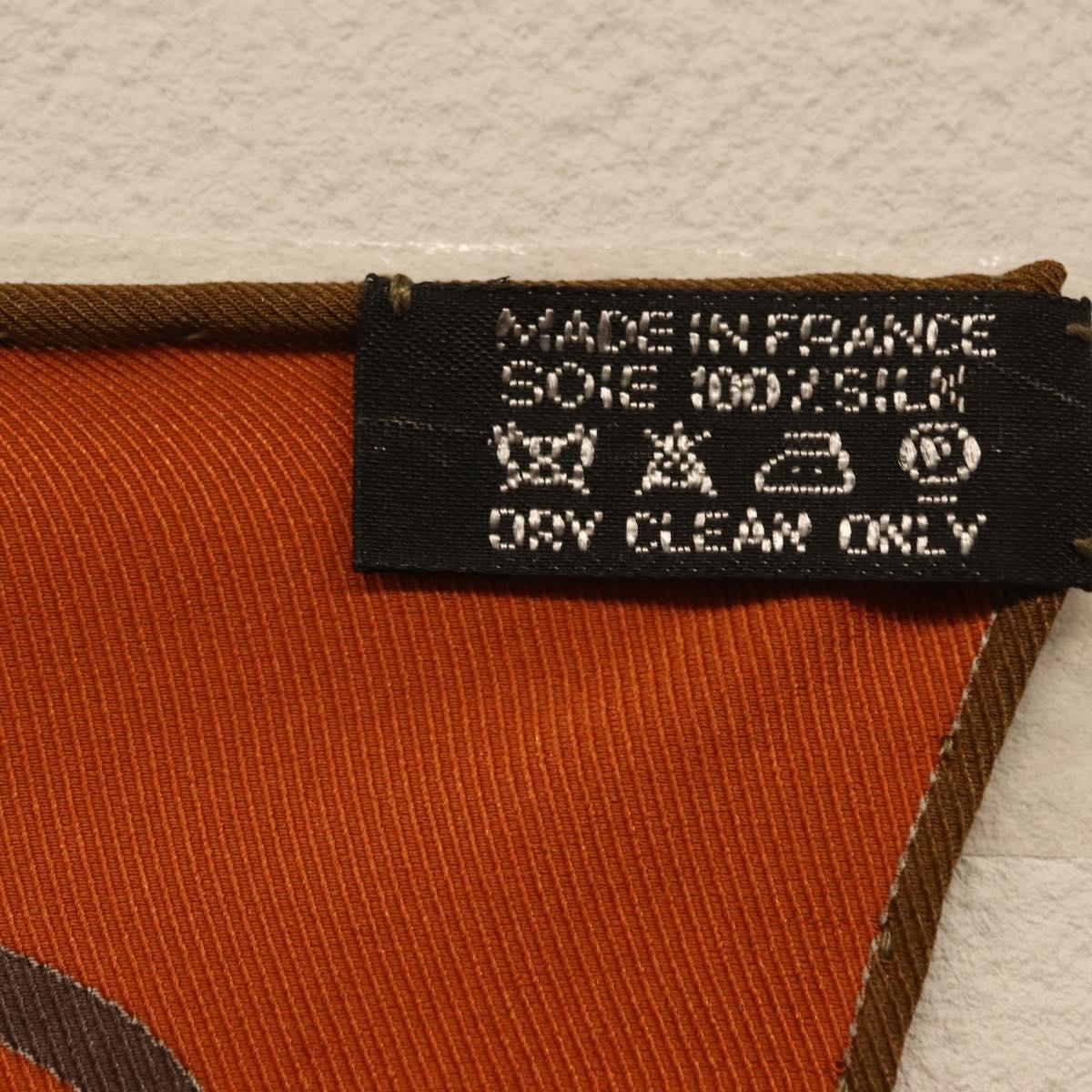 HERMES Carre 70 Scarf ""Kelly en Caleche"" Silk Brown Auth 170362V