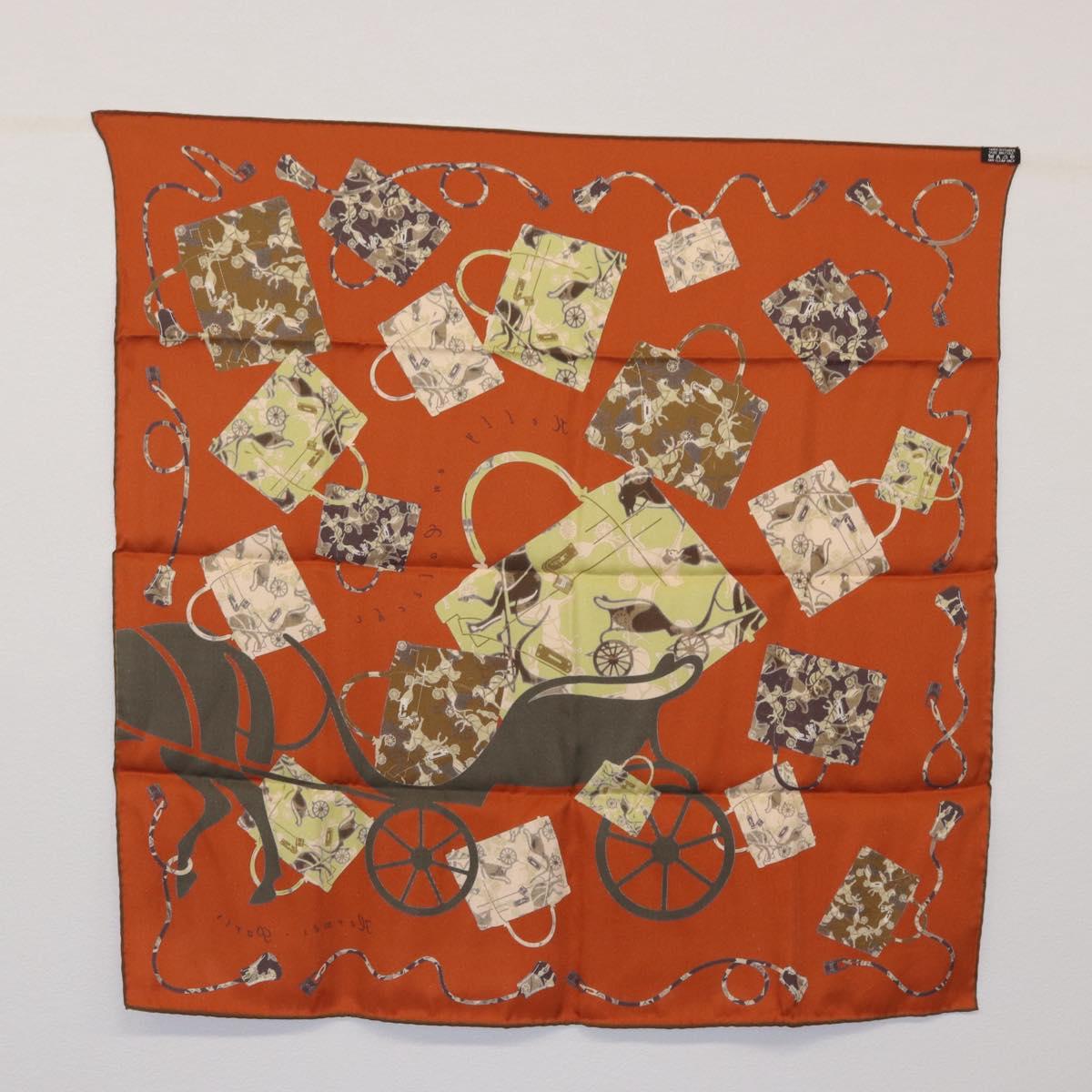 HERMES Carre 70 Scarf ""Kelly en Caleche"" Silk Brown Auth 170362V