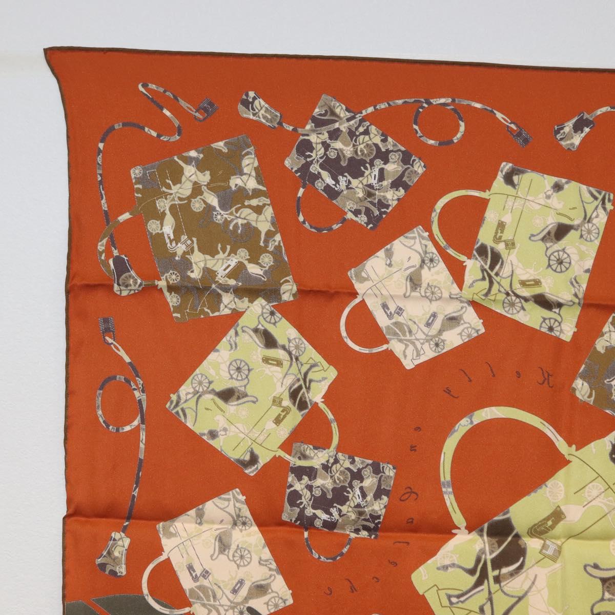 HERMES Carre 70 Scarf ""Kelly en Caleche"" Silk Brown Auth 170362V