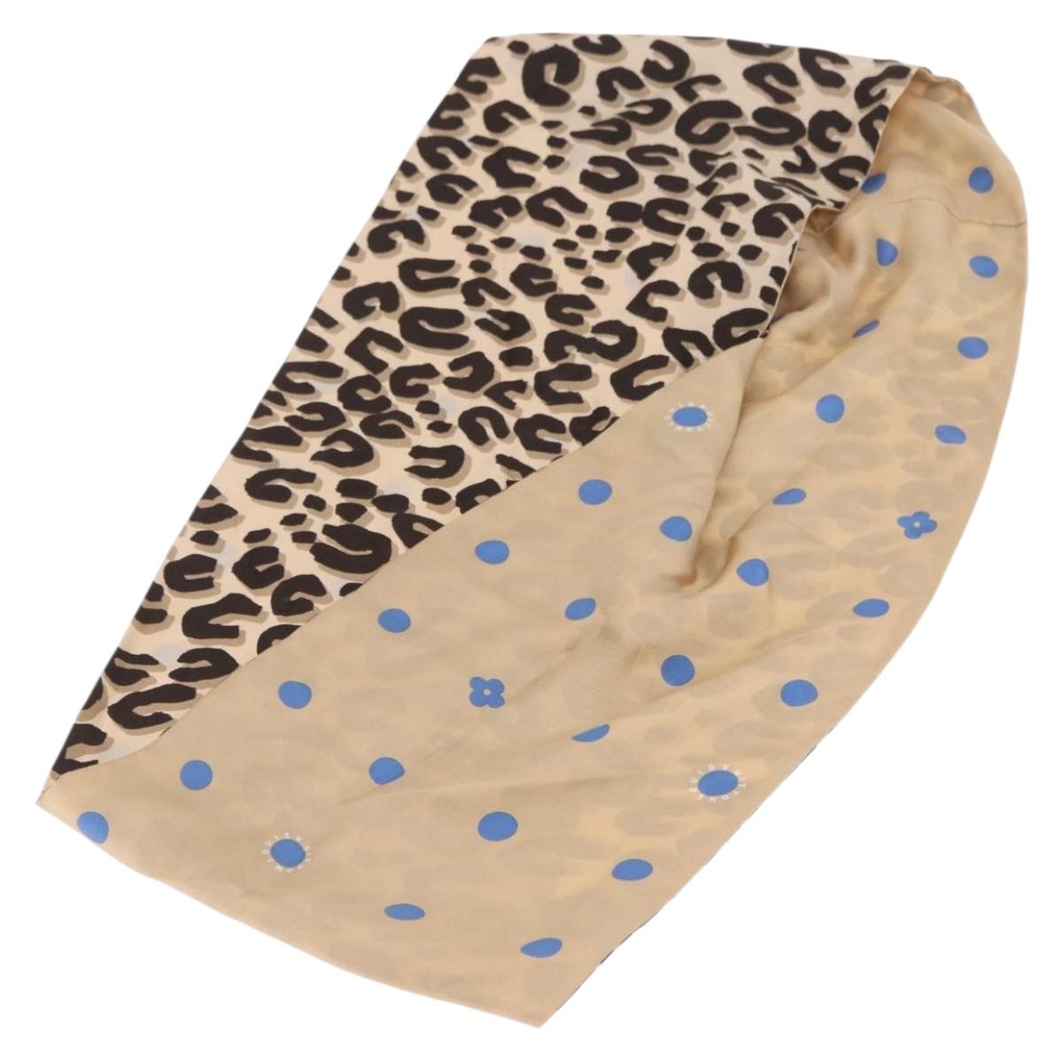 LOUIS VUITTON Leopard Scarf Silk Beige LV Auth 170365