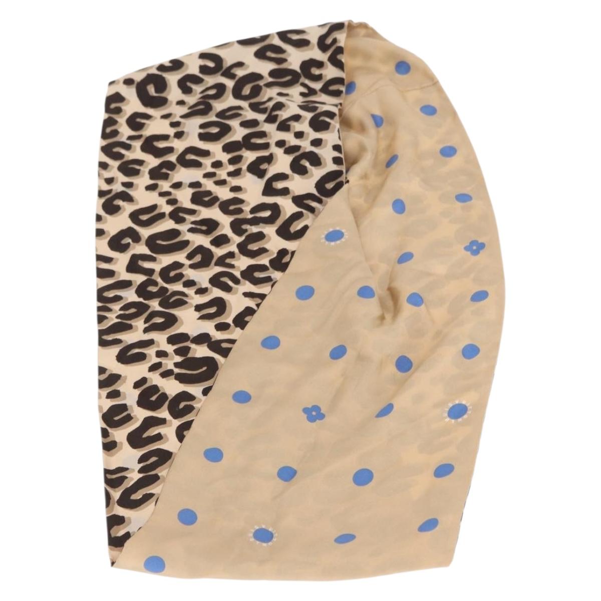 LOUIS VUITTON Leopard Scarf Silk Beige LV Auth 170365