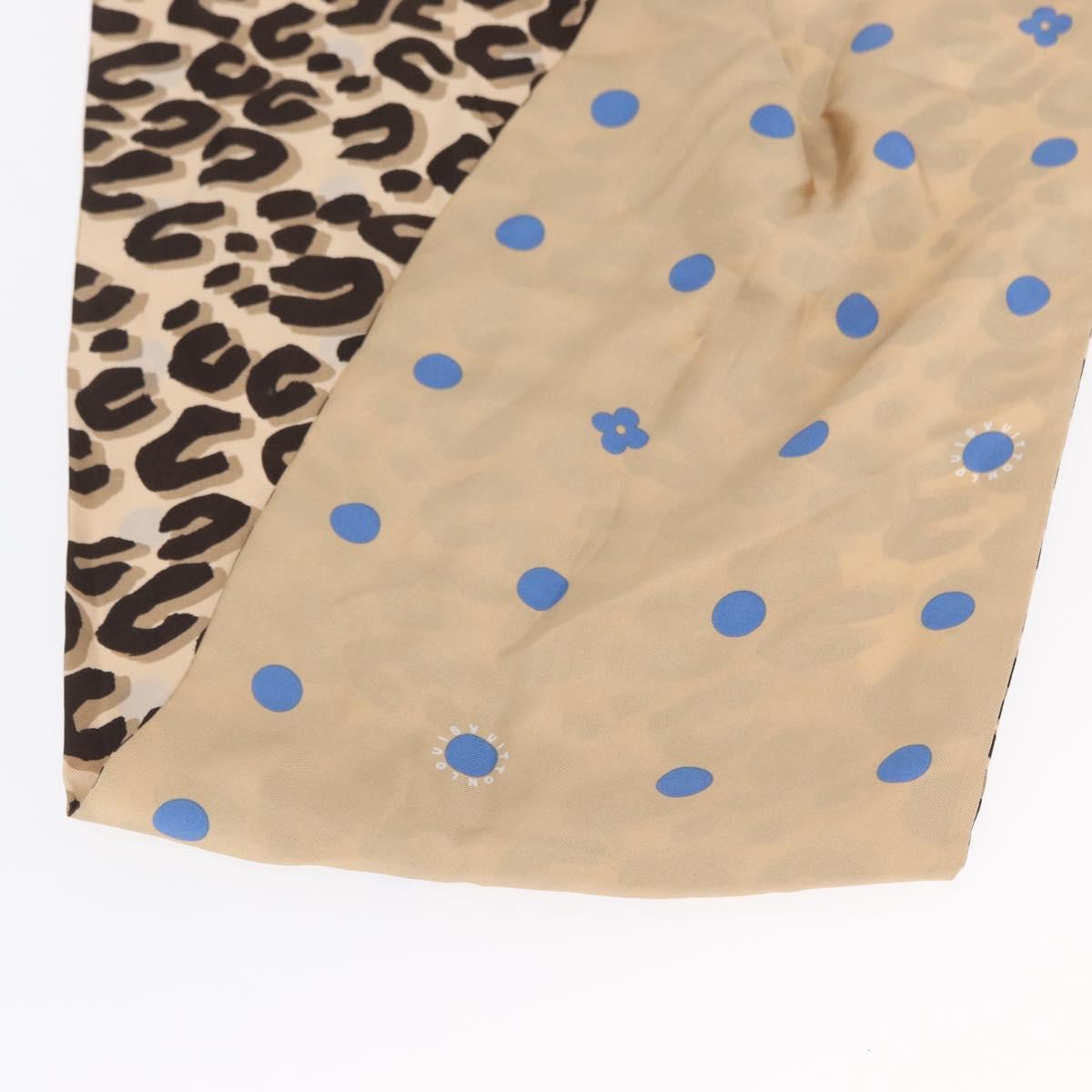 LOUIS VUITTON Leopard Scarf Silk Beige LV Auth 170365