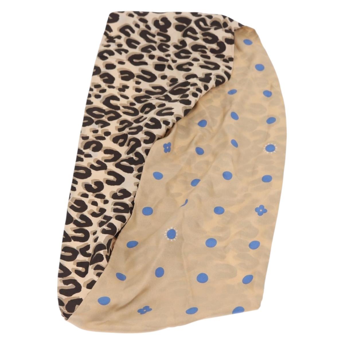 LOUIS VUITTON Leopard Scarf Silk Beige LV Auth 170365