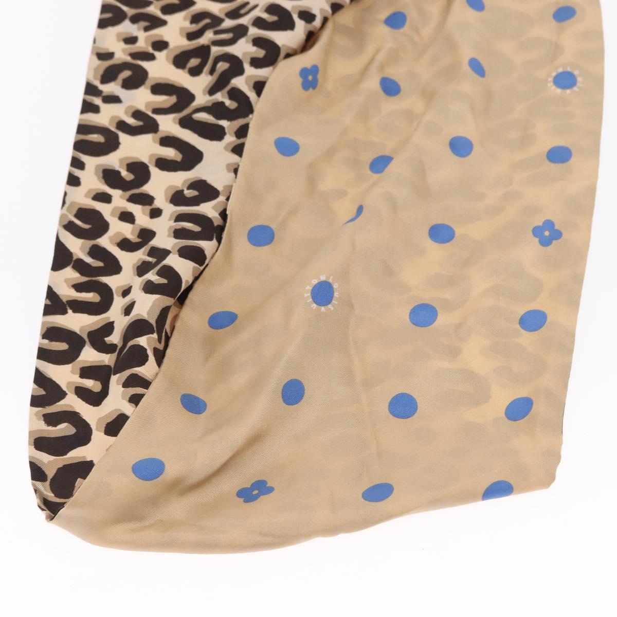 LOUIS VUITTON Leopard Scarf Silk Beige LV Auth 170365