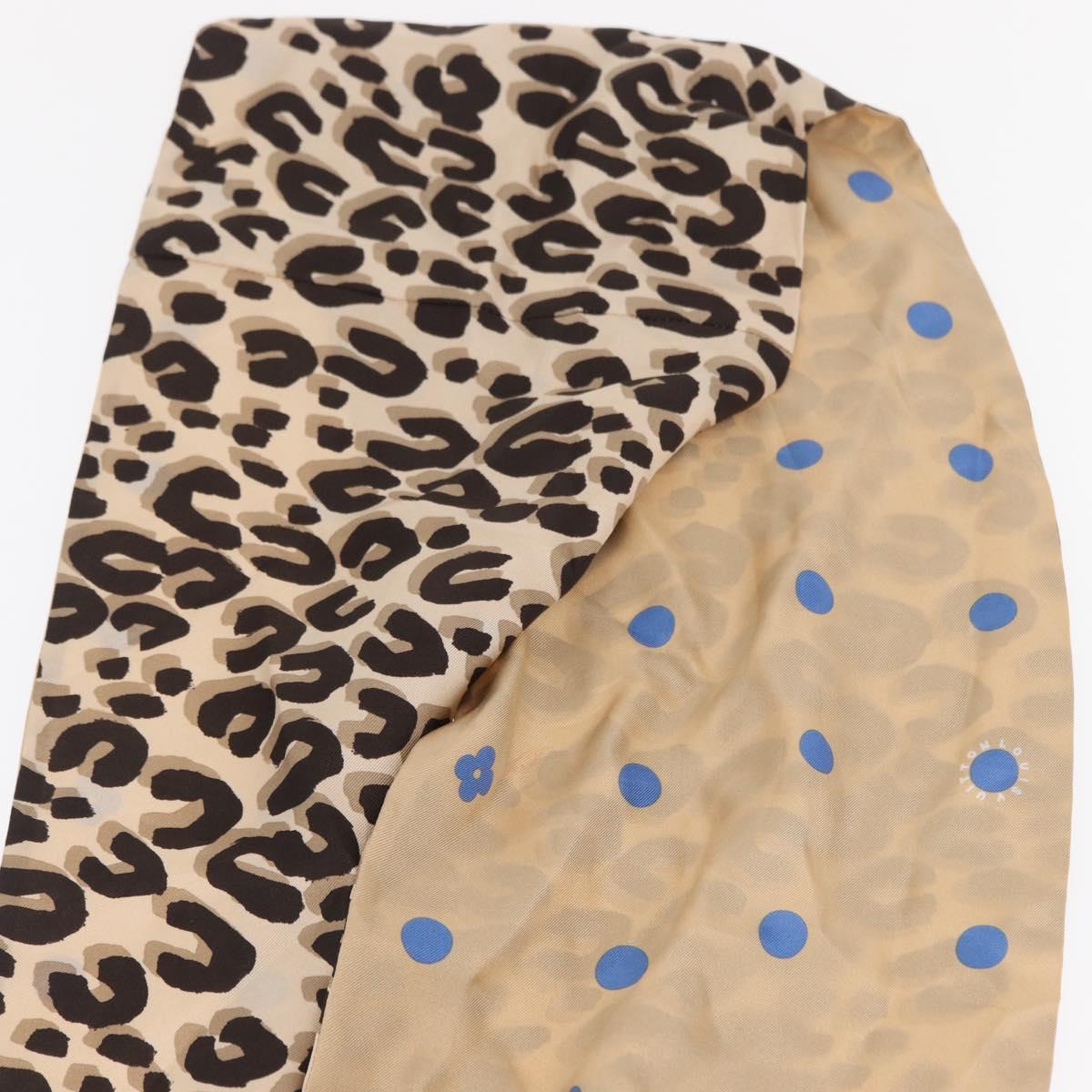 LOUIS VUITTON Leopard Scarf Silk Beige LV Auth 170365