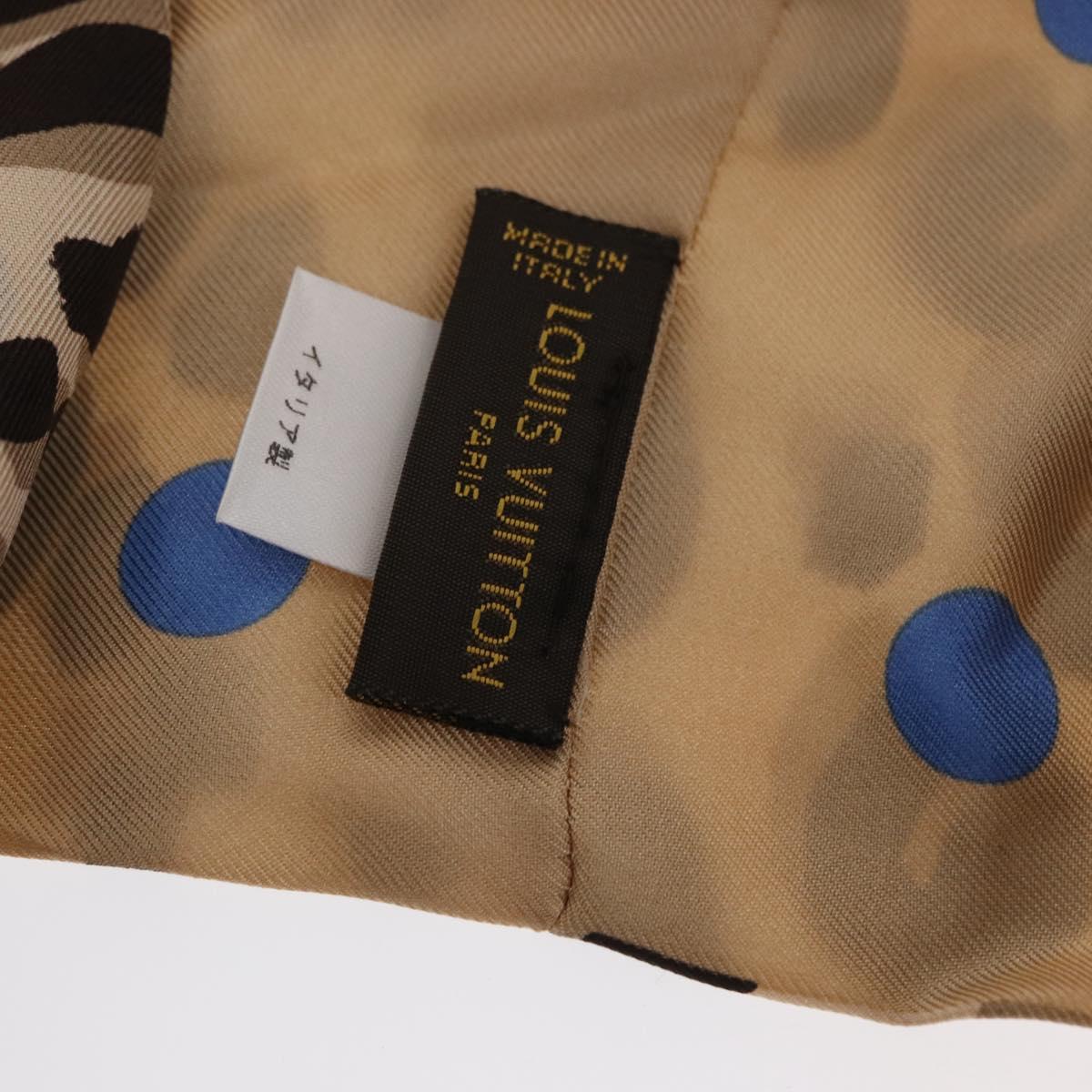 LOUIS VUITTON Leopard Scarf Silk Beige LV Auth 170365