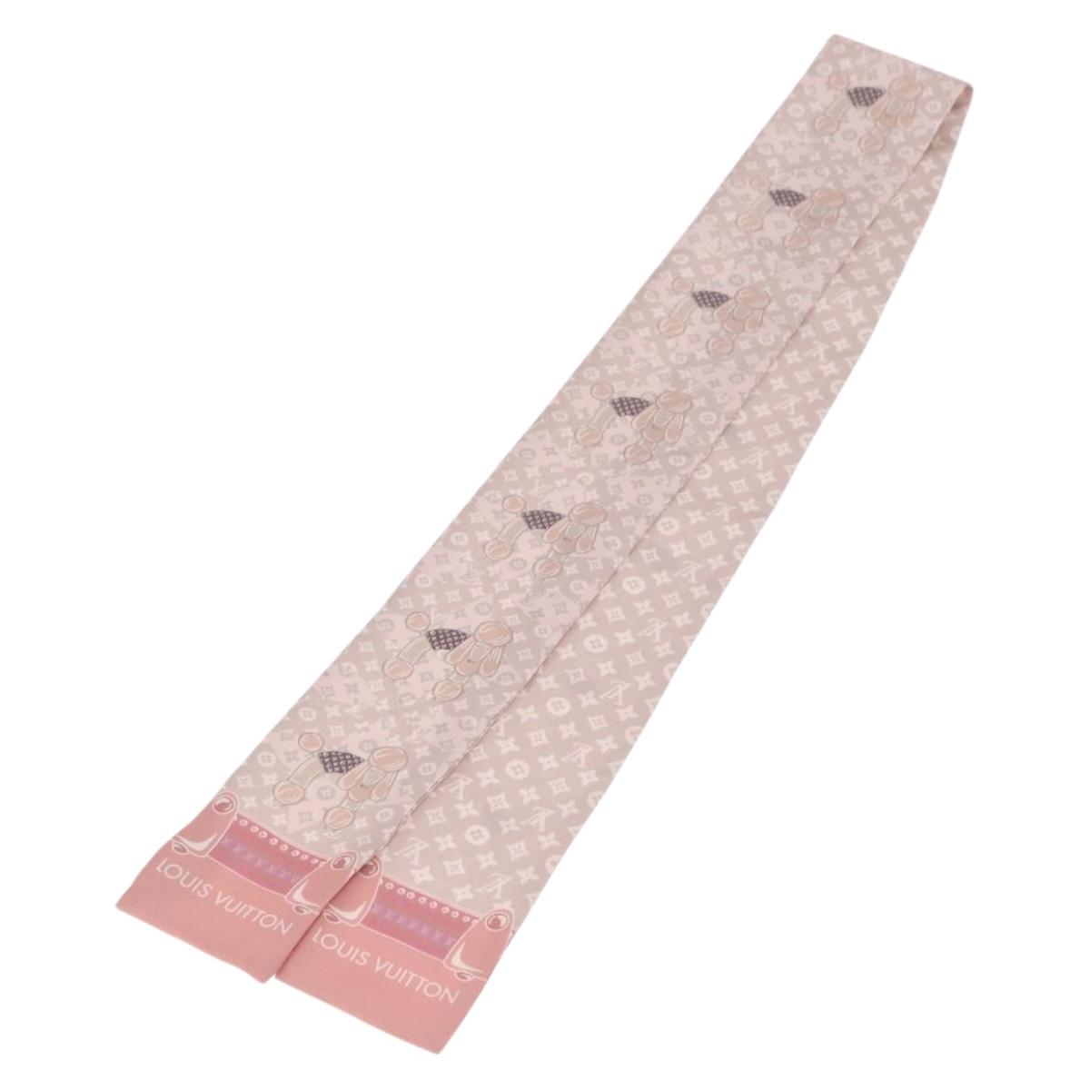 LOUIS VUITTON Monogram Bandeau Animal Scarf Silk Pink M70702 LV Auth 170366