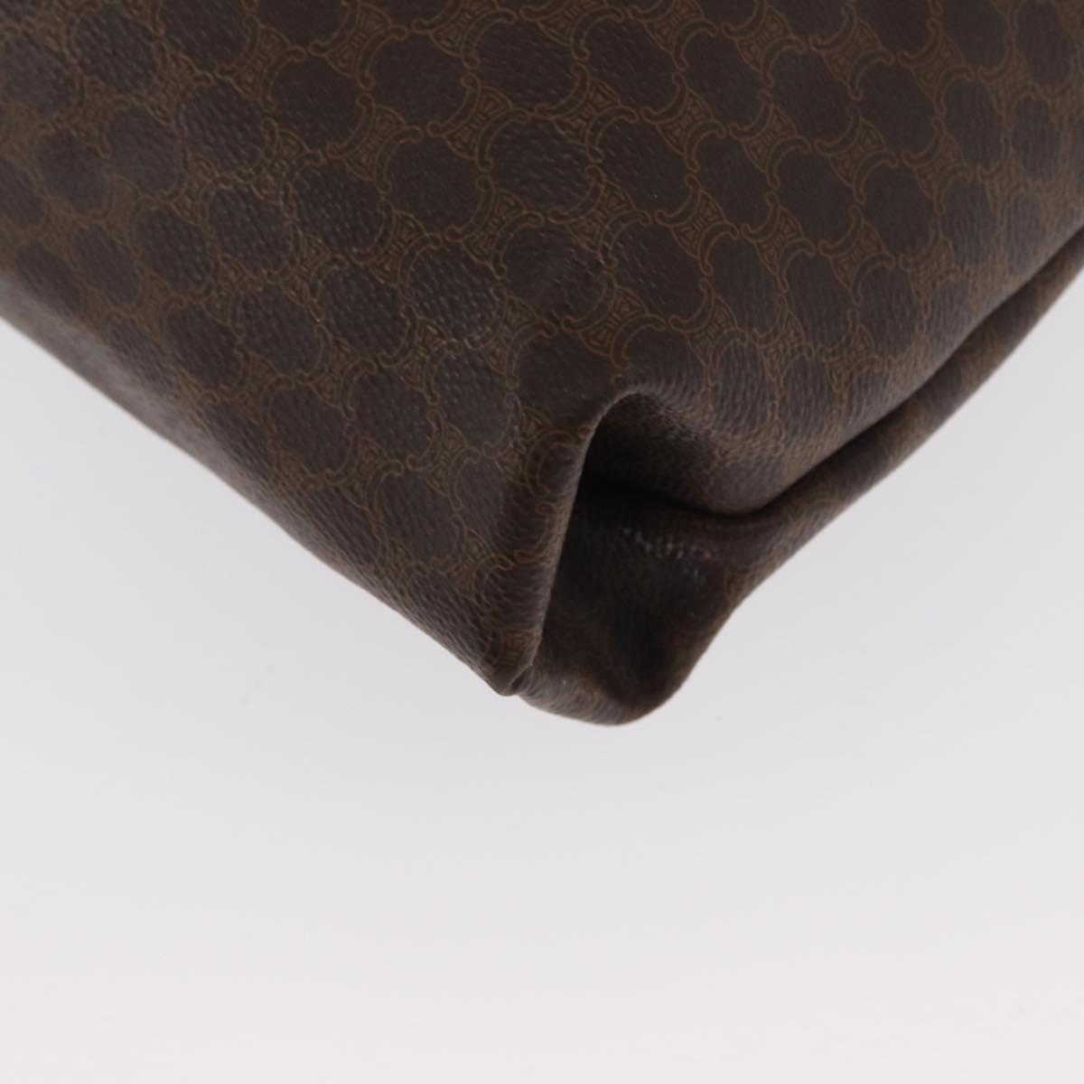 CELINE Macadam Canvas Tote Bag PVC Leather Brown Gold Auth 170367