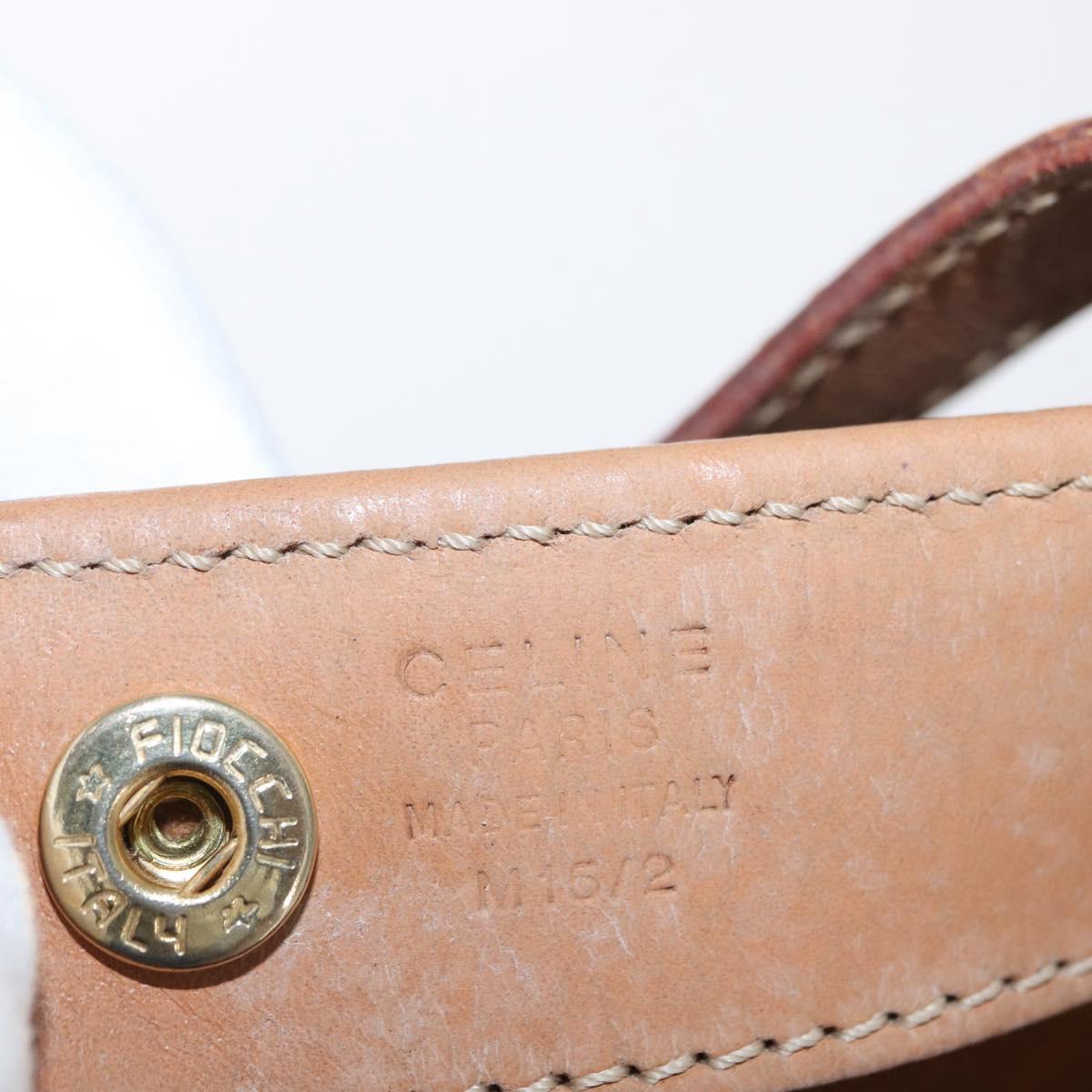 CELINE Macadam Canvas Tote Bag PVC Leather Brown Gold Auth 170367