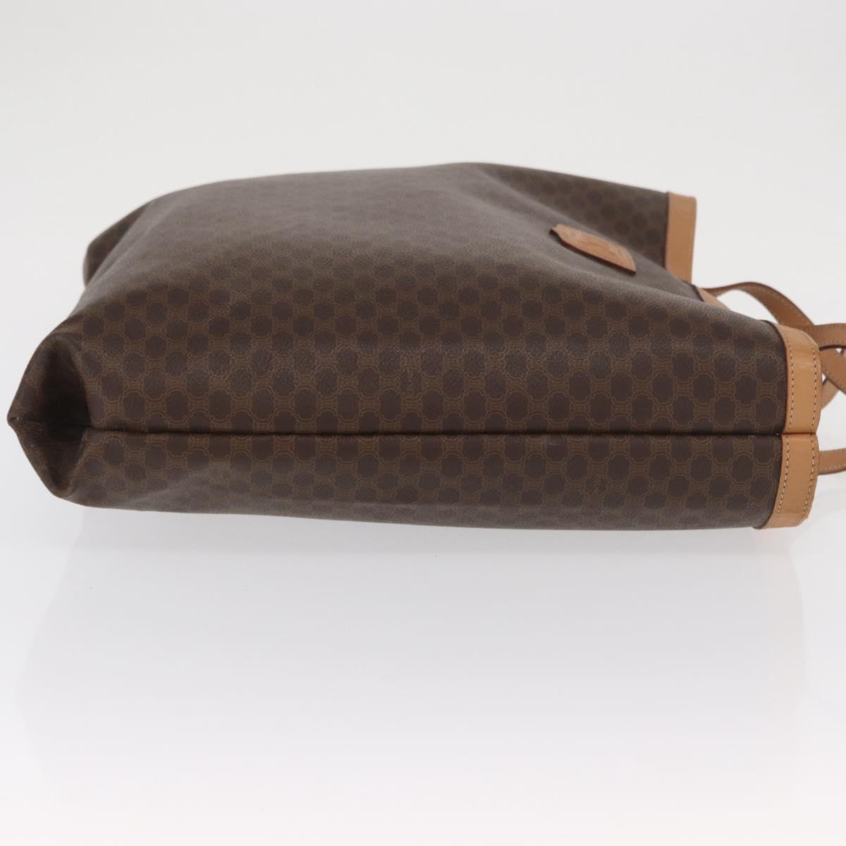 CELINE Macadam Canvas Tote Bag PVC Leather Brown Gold Auth 170367
