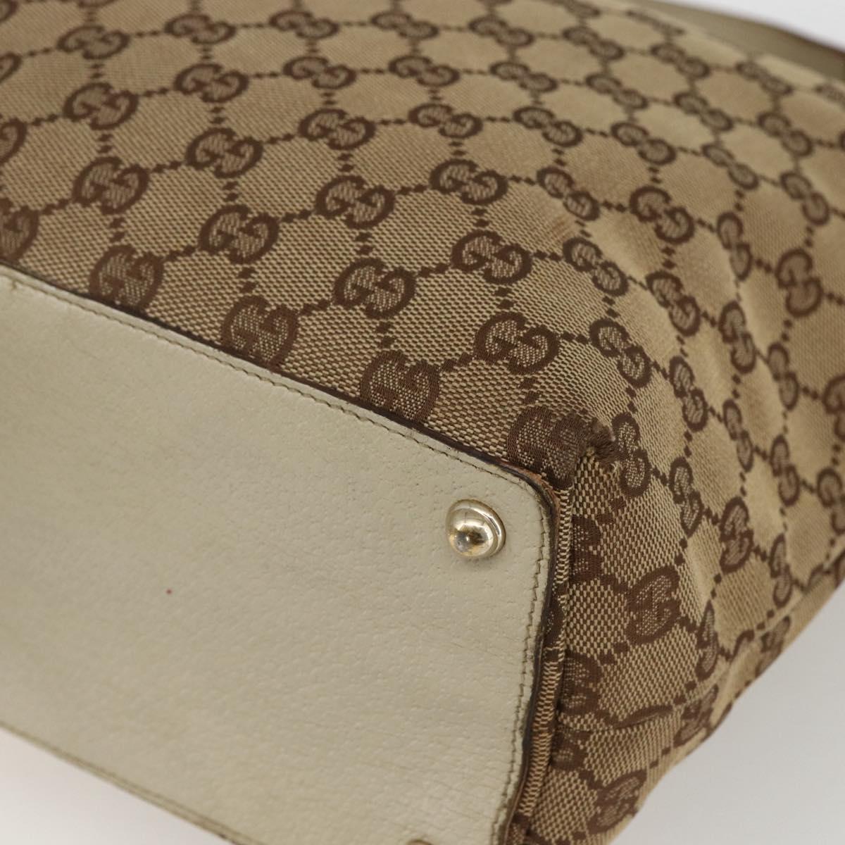 GUCCI GG Canvas Tote Bag Beige Gold 120836 Auth 170368