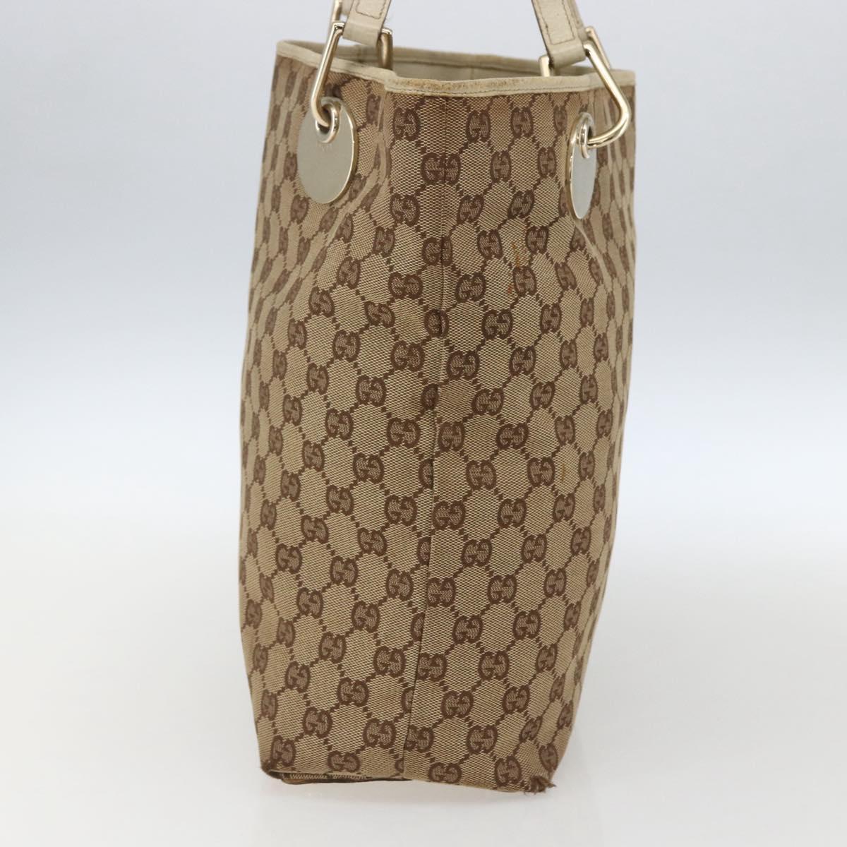 GUCCI GG Canvas Tote Bag Beige Gold 120836 Auth 170368