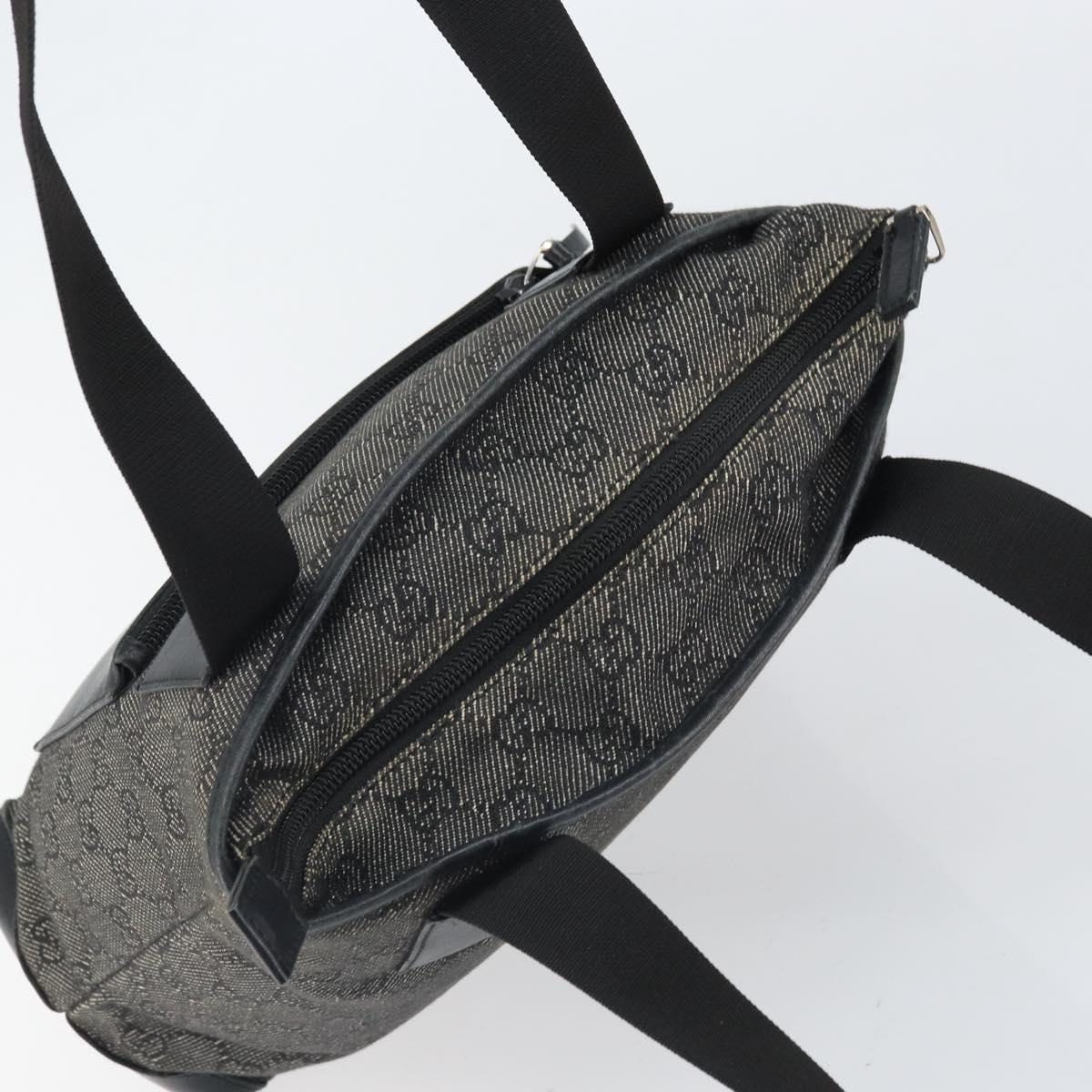 GUCCI GG Canvas Tote Bag Black Silver 28893 Auth 170369