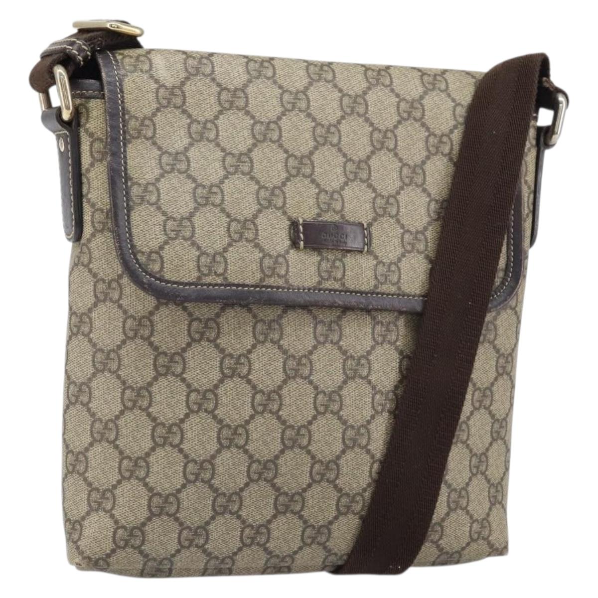 GUCCI GG Supreme Shoulder Bag PVC Beige Gold 223666 Auth 170370