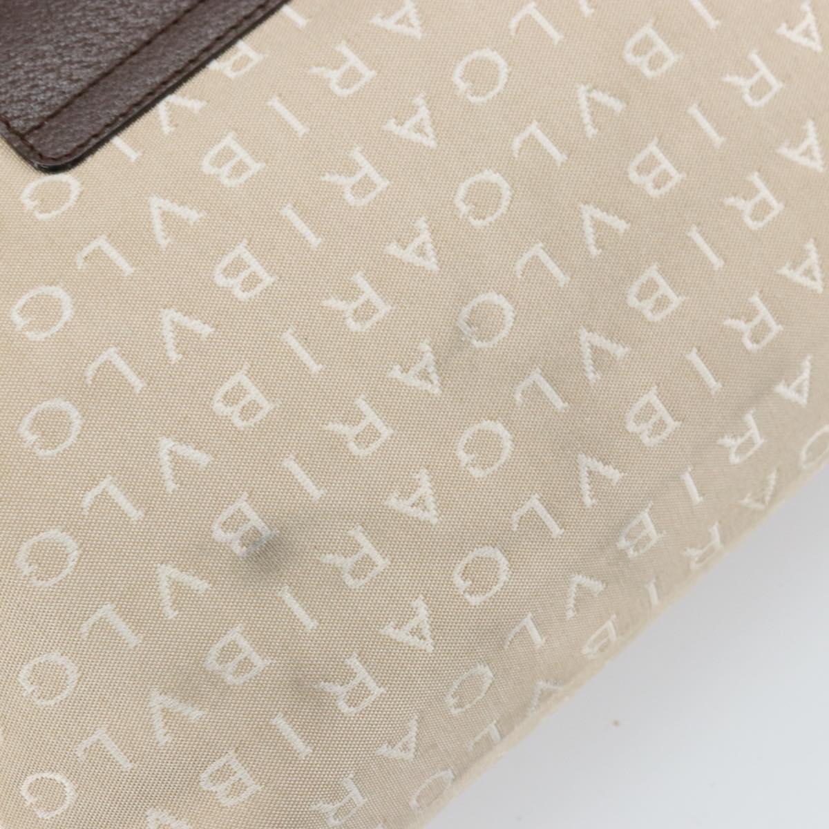 BVLGARI Logo Mania Shoulder Bag Canvas Beige Silver Auth 170371