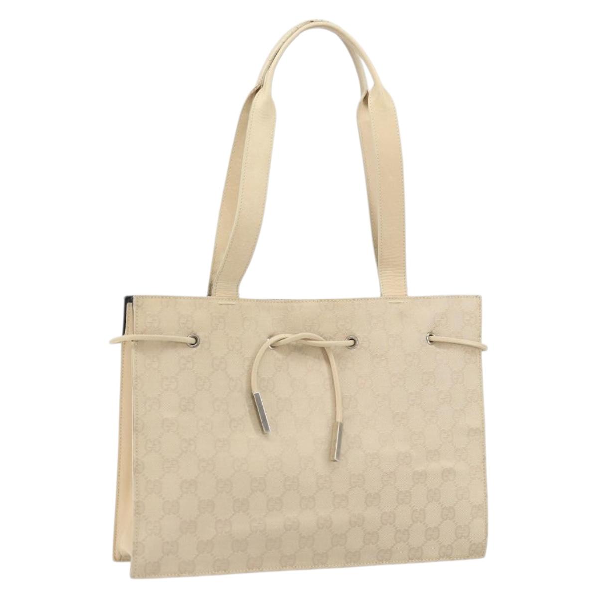 GUCCI GG Canvas Tote Bag Beige Silver 002 1053 Auth 170373