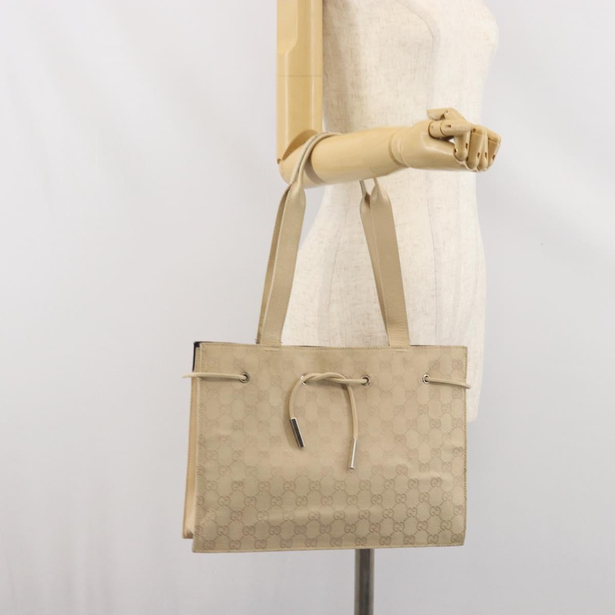 GUCCI GG Canvas Tote Bag Beige Silver 002 1053 Auth 170373