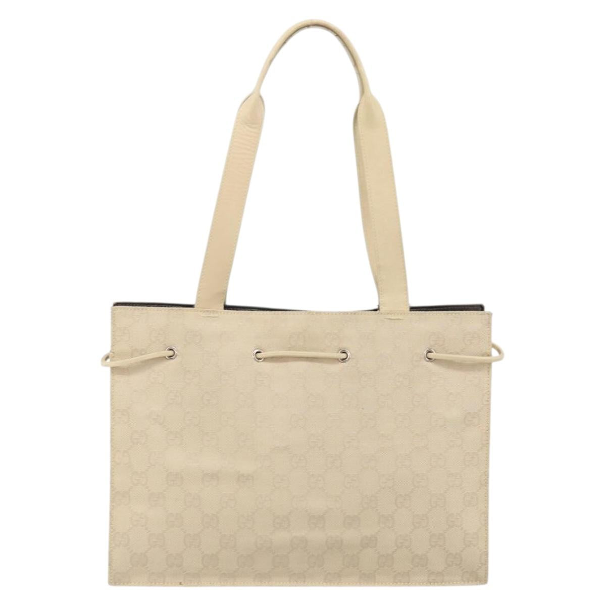 GUCCI GG Canvas Tote Bag Beige Silver 002 1053 Auth 170373