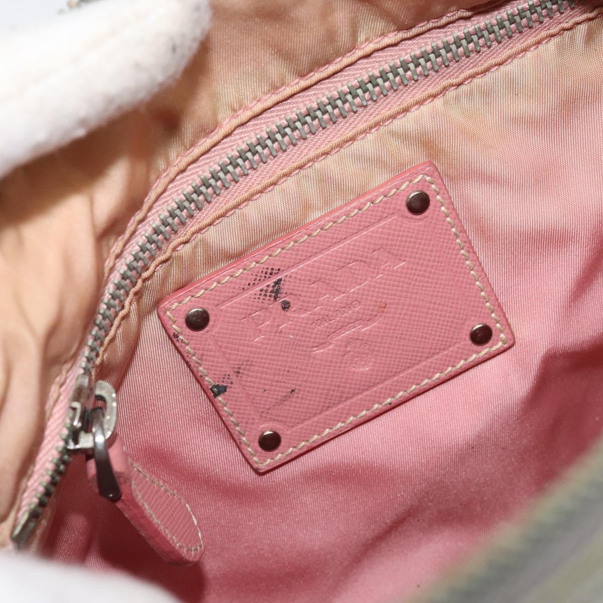 PRADA Shoulder Bag Nylon Gray Silver Auth 170376