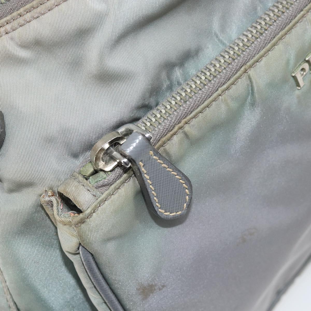 PRADA Shoulder Bag Nylon Gray Silver Auth 170376