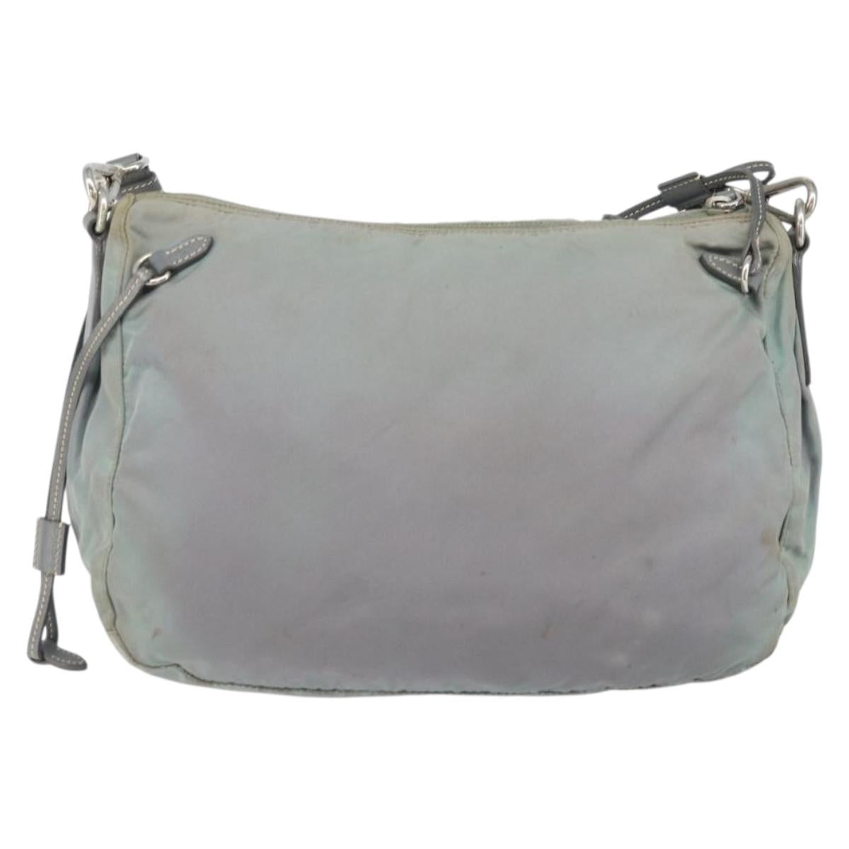 PRADA Shoulder Bag Nylon Gray Silver Auth 170376